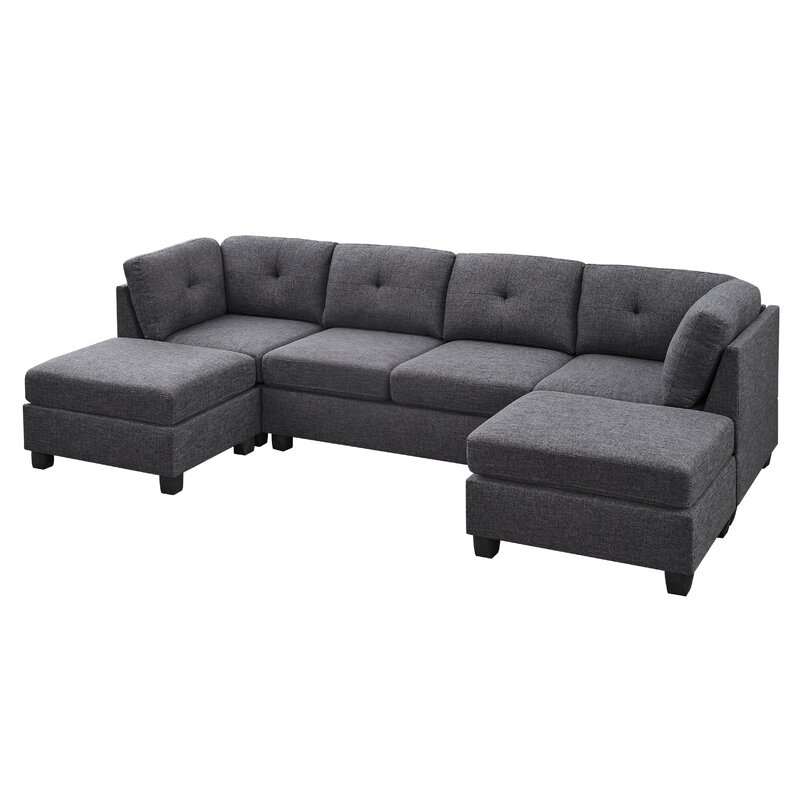 Chenault 92′′ Wide Reversible Modular Sofa & Chaise With Ottoman
