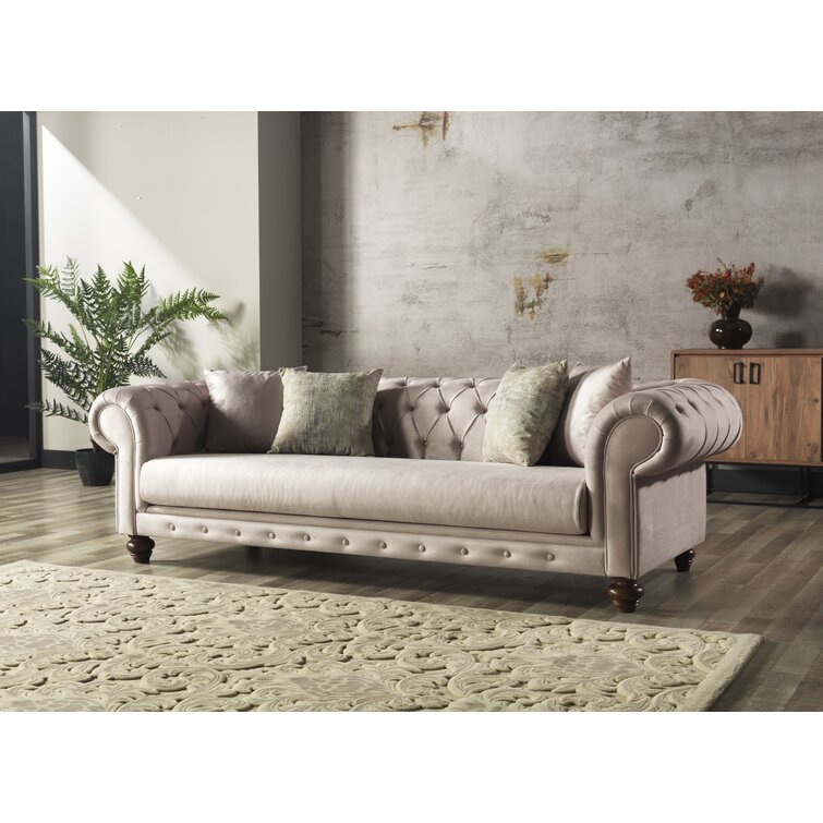 Pritt 96.1” Rolled Arm Chesterfield Sofa