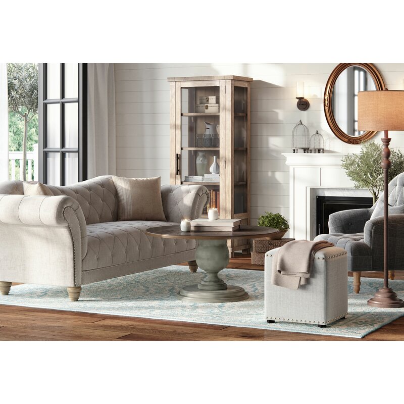 Haley 90.1” Rolled Arm Chesterfield Sofa