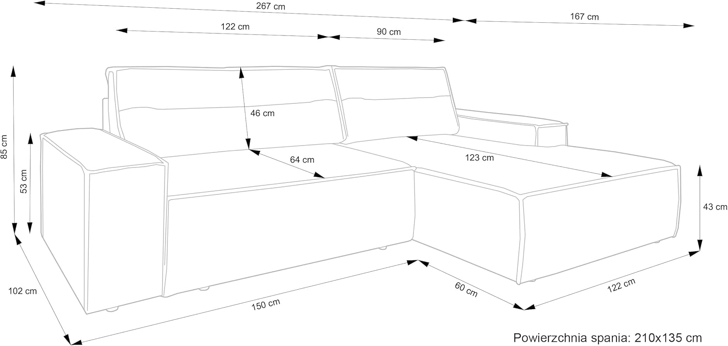 Selsey Sofa Corner Sofa Bed Couch with Storage Space Sleep Function Easy Care Polyurethane Foam L Shape Left Farese Beige Corduroy Look
