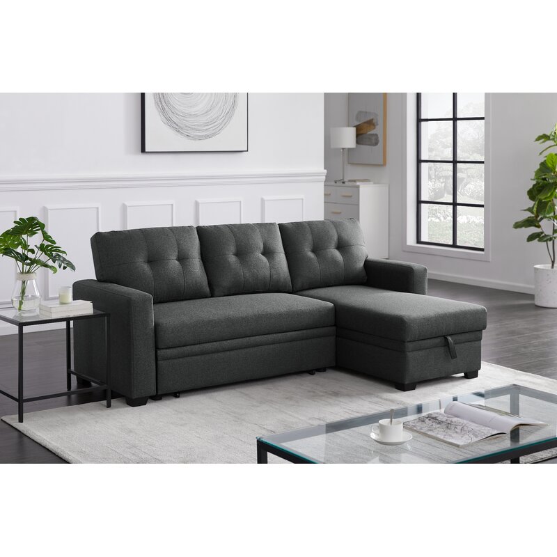 Anyan 83′′ Wide Linen Reversible Sleeper Sofa & Chaise