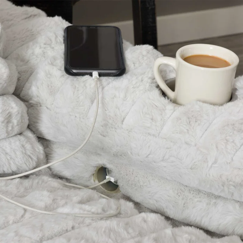 Winter Sale - Nestle Chaise Lounge With Dual Cupholders And Charging Ports