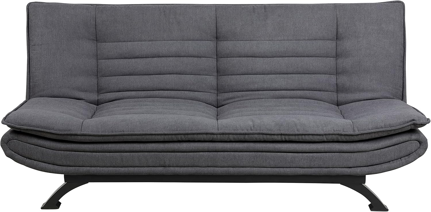 AC Design Furniture Jasper Sofa Bed W: 196 x H: 91 x D: 96 cm, Dark Grey/Black, Fabric/Metal