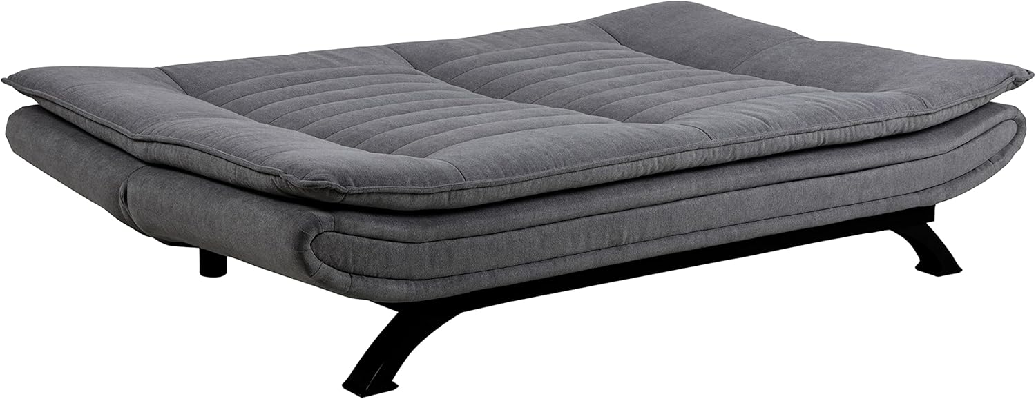 AC Design Furniture Jasper Sofa Bed W: 196 x H: 91 x D: 96 cm, Dark Grey/Black, Fabric/Metal