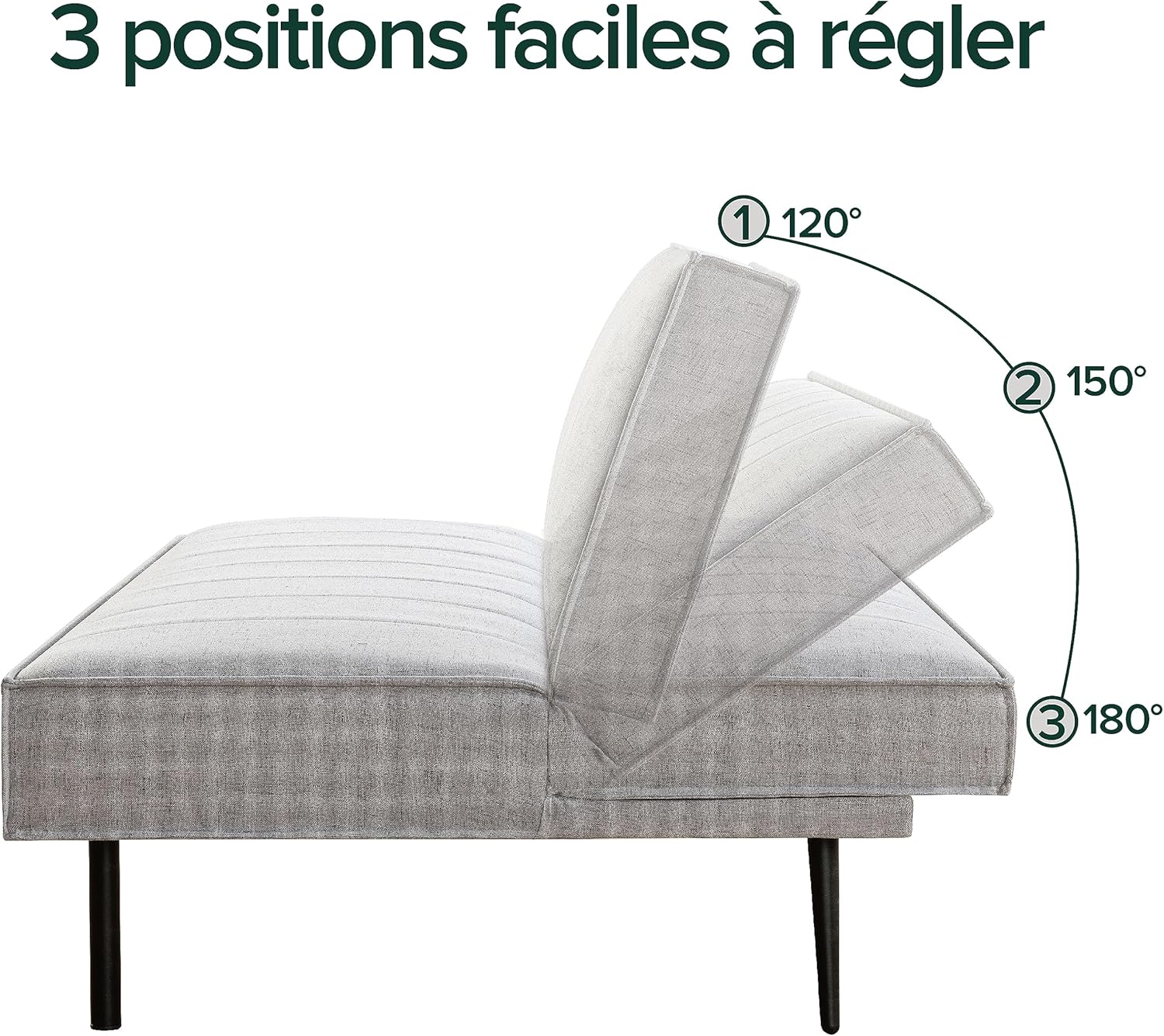 Zinus Quinn Clic Clac Sofa Bed - 2-in-1 Folding Sofa Bed - Suitable for Guest Rooms and Small Spaces