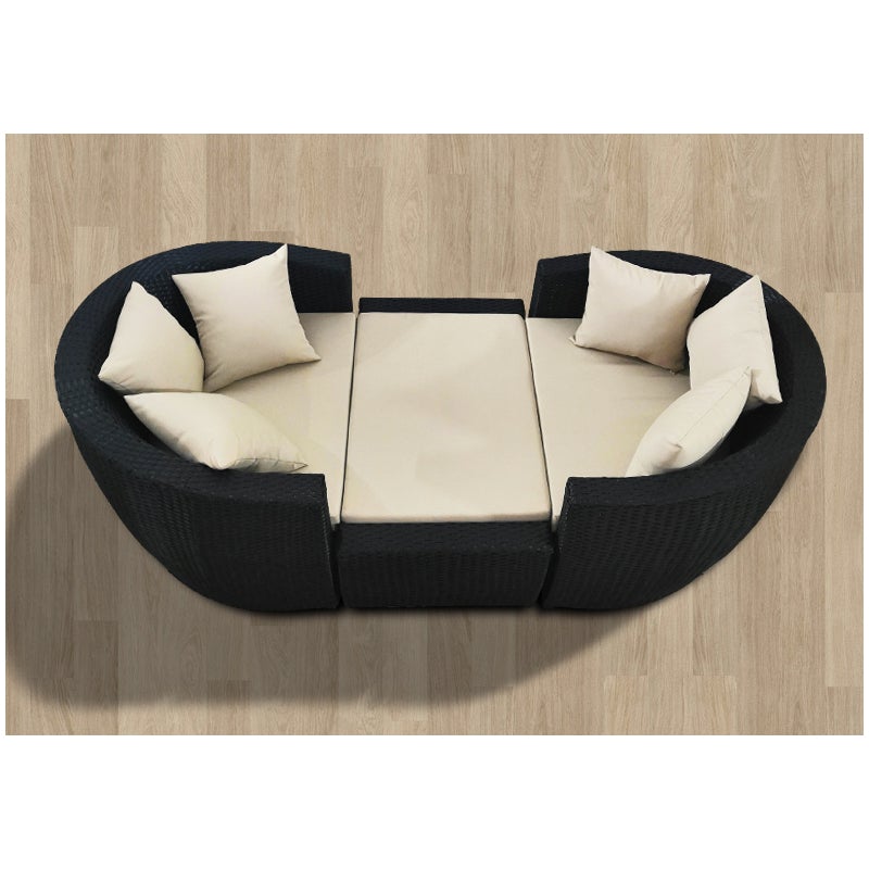 Lounger Outdoor Rattan Sofa Lying Bed Balcony Villa Outdoor PE Rattan Chairs Sets