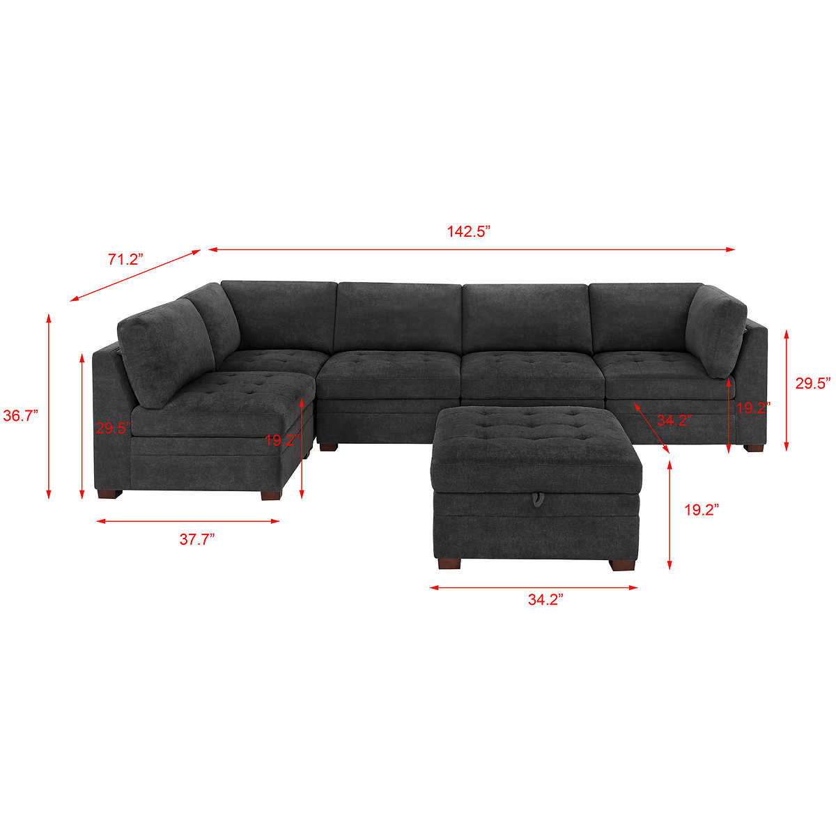 Thomasville Tisdale Fabric Sectional with Storage Ottoman
