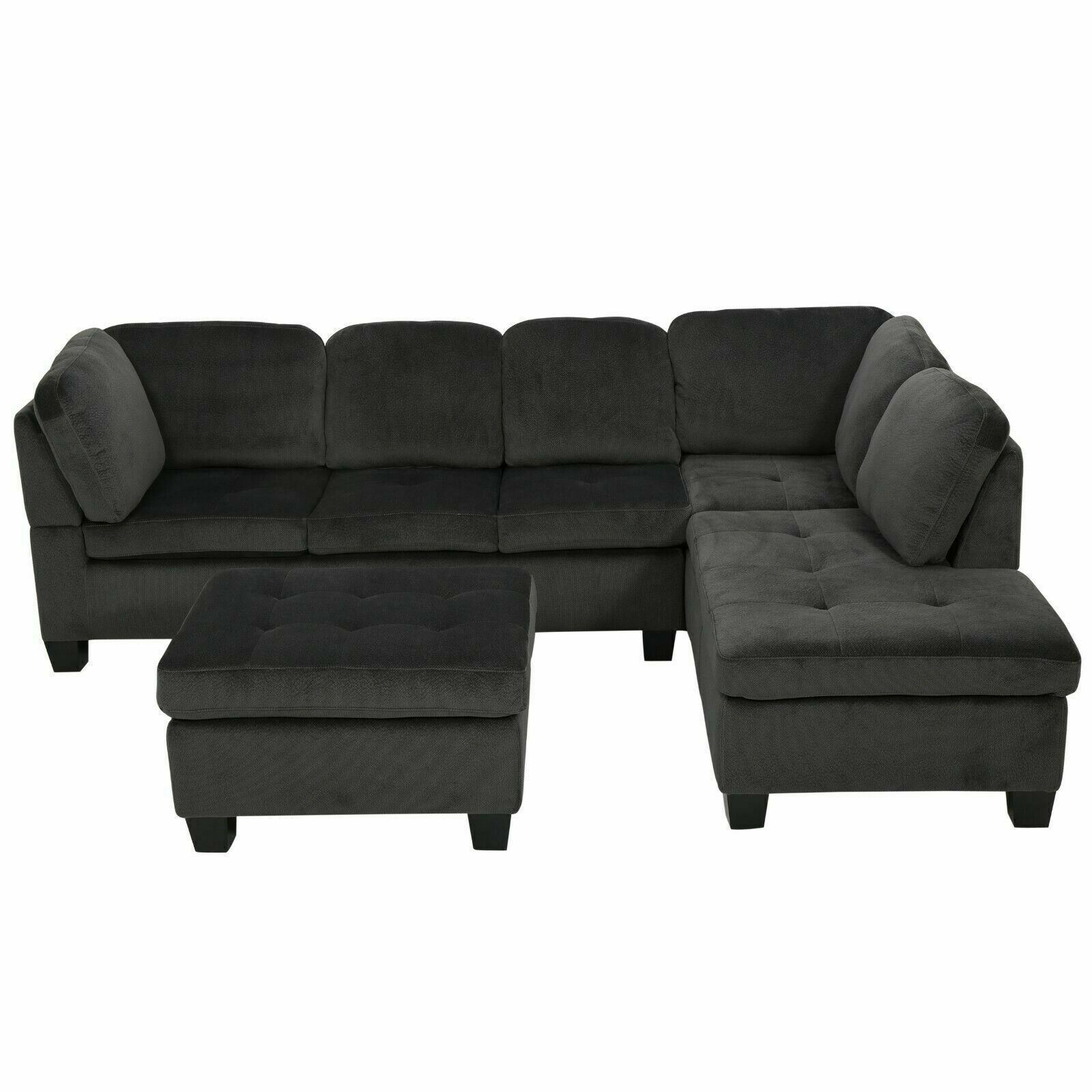 Gotham 3-Piece Charcoal Fabric Sectional Sofa Set