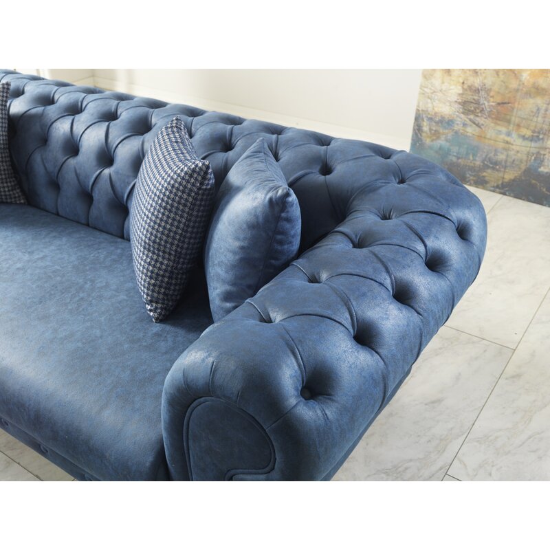 Pritt 96.1” Rolled Arm Chesterfield Sofa