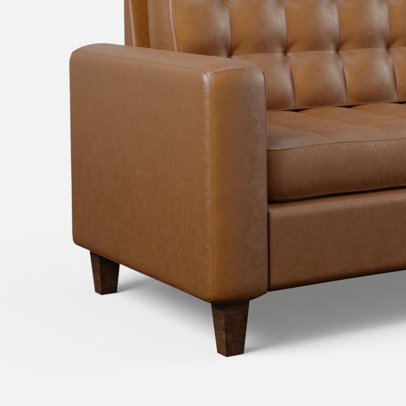 Milton 76” Vegan Leather Square Arm Sofa