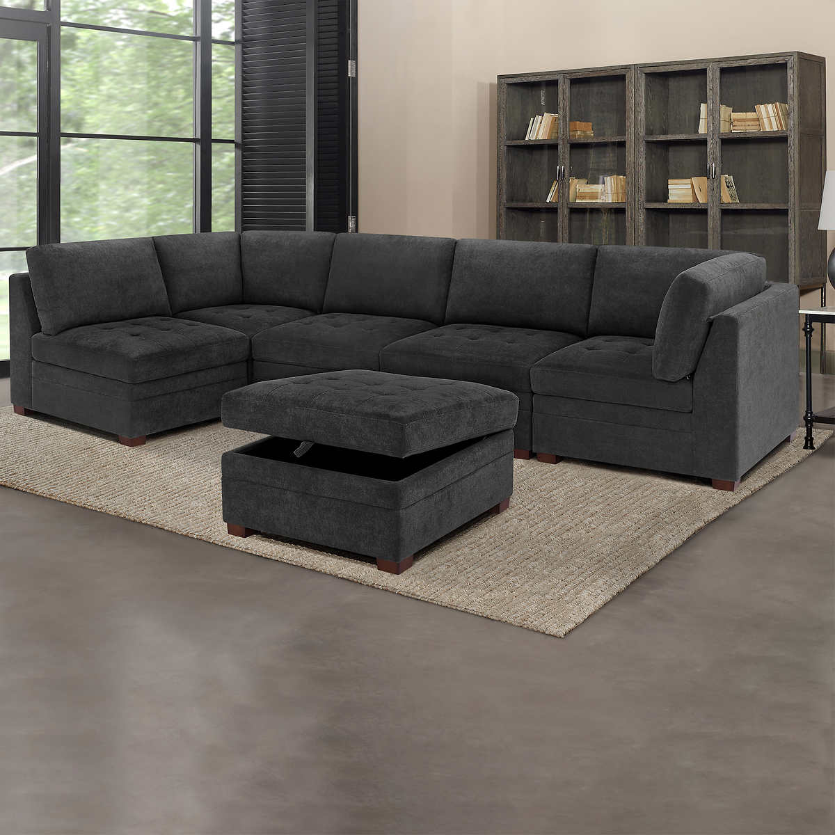 Thomasville Tisdale Fabric Sectional with Storage Ottoman