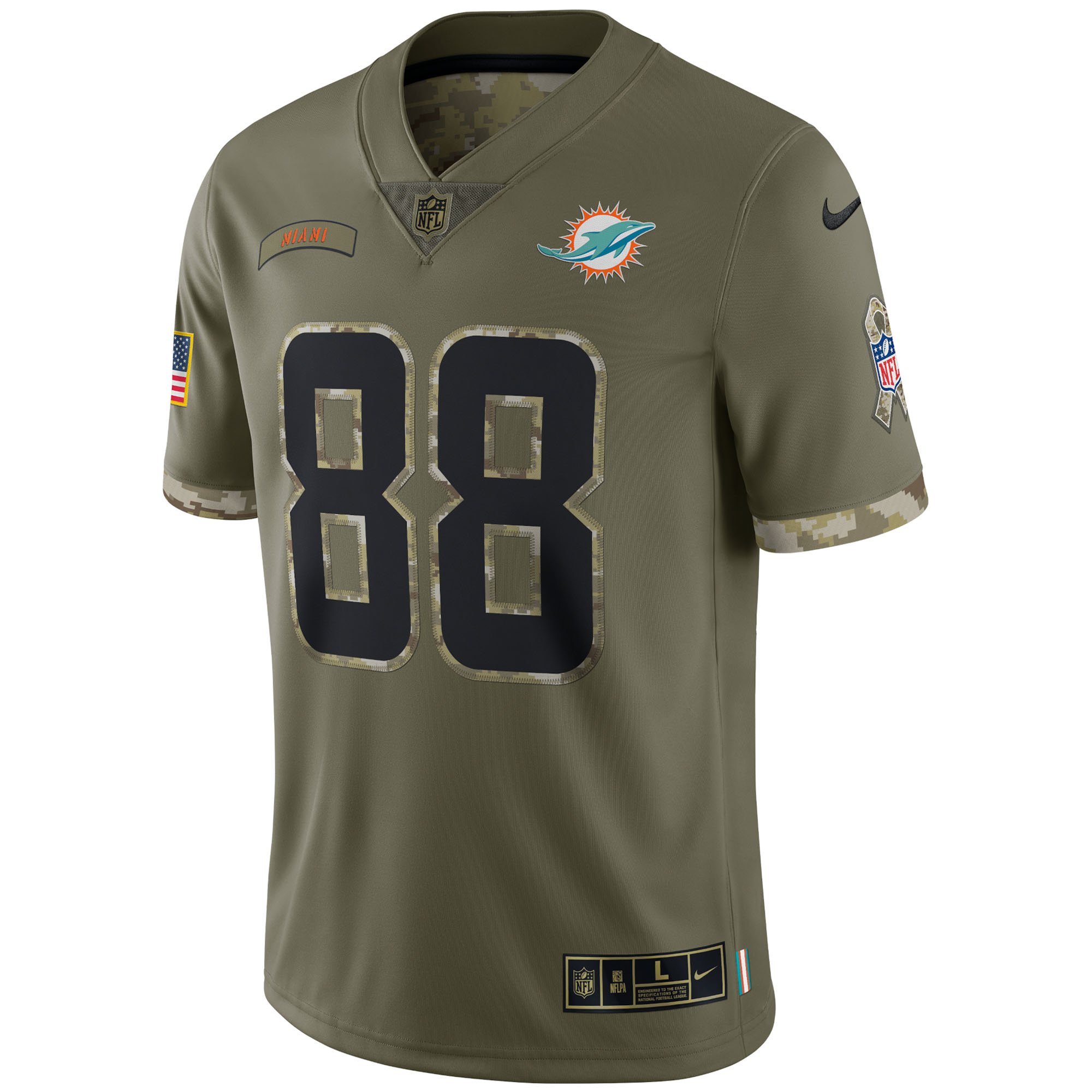 Mike Gesicki Miami Dolphins2022 Salute To Service Limited Jersey - Olive