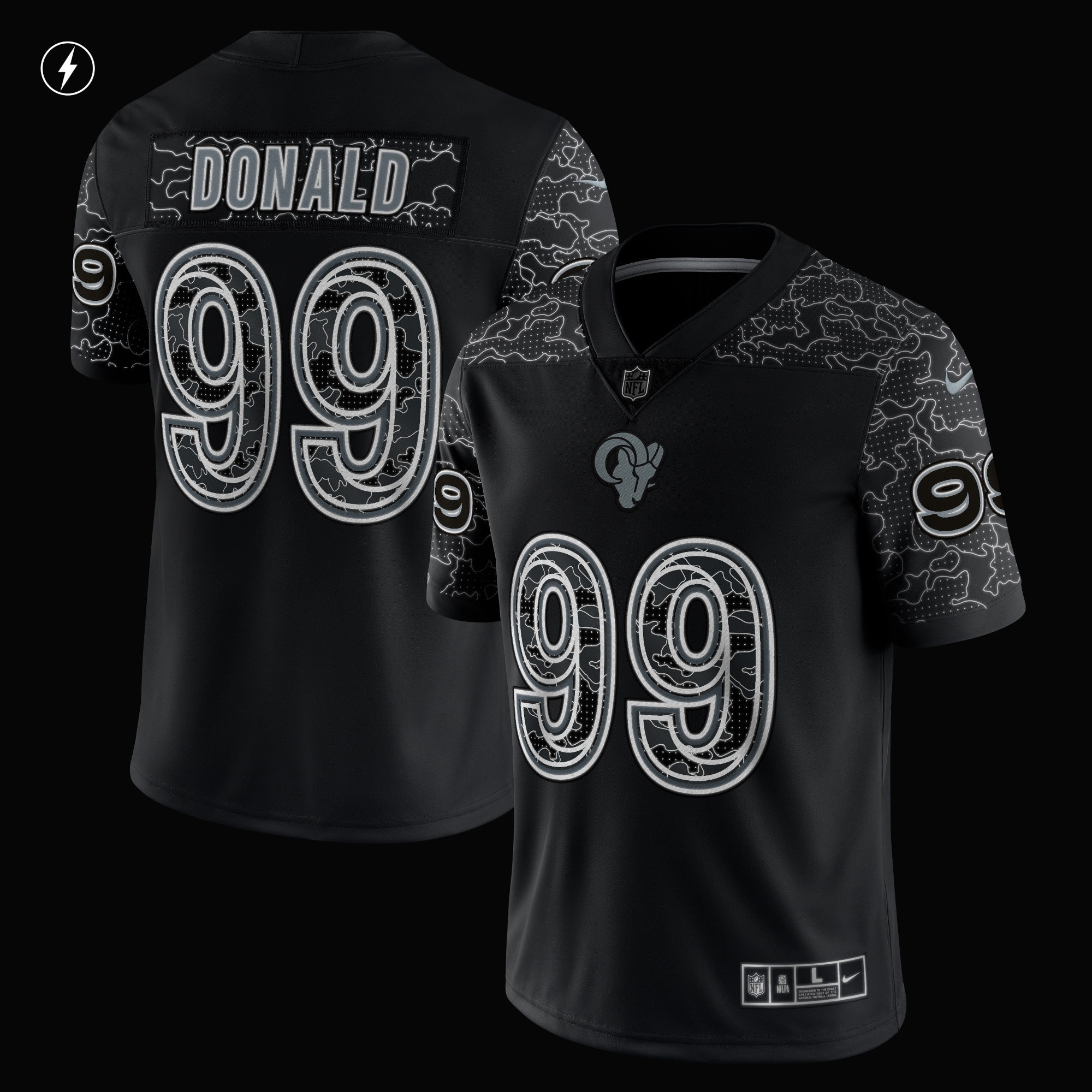 Aaron Donald Los Angeles RamsRFLCTV Limited Jersey - Black