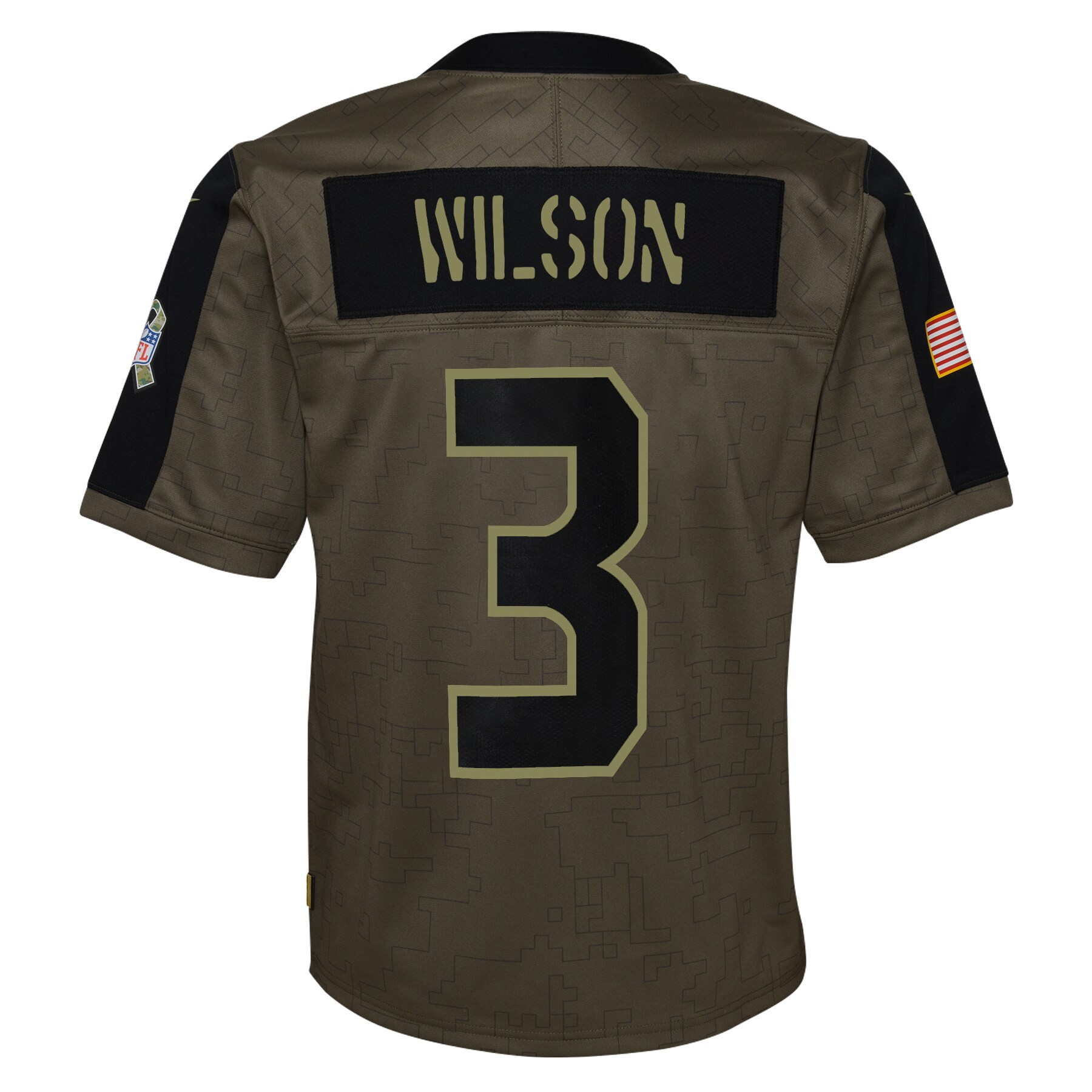 Russell Wilson Seattle SeahawksYouth 2021 Salute To Service Game Jersey - Olive