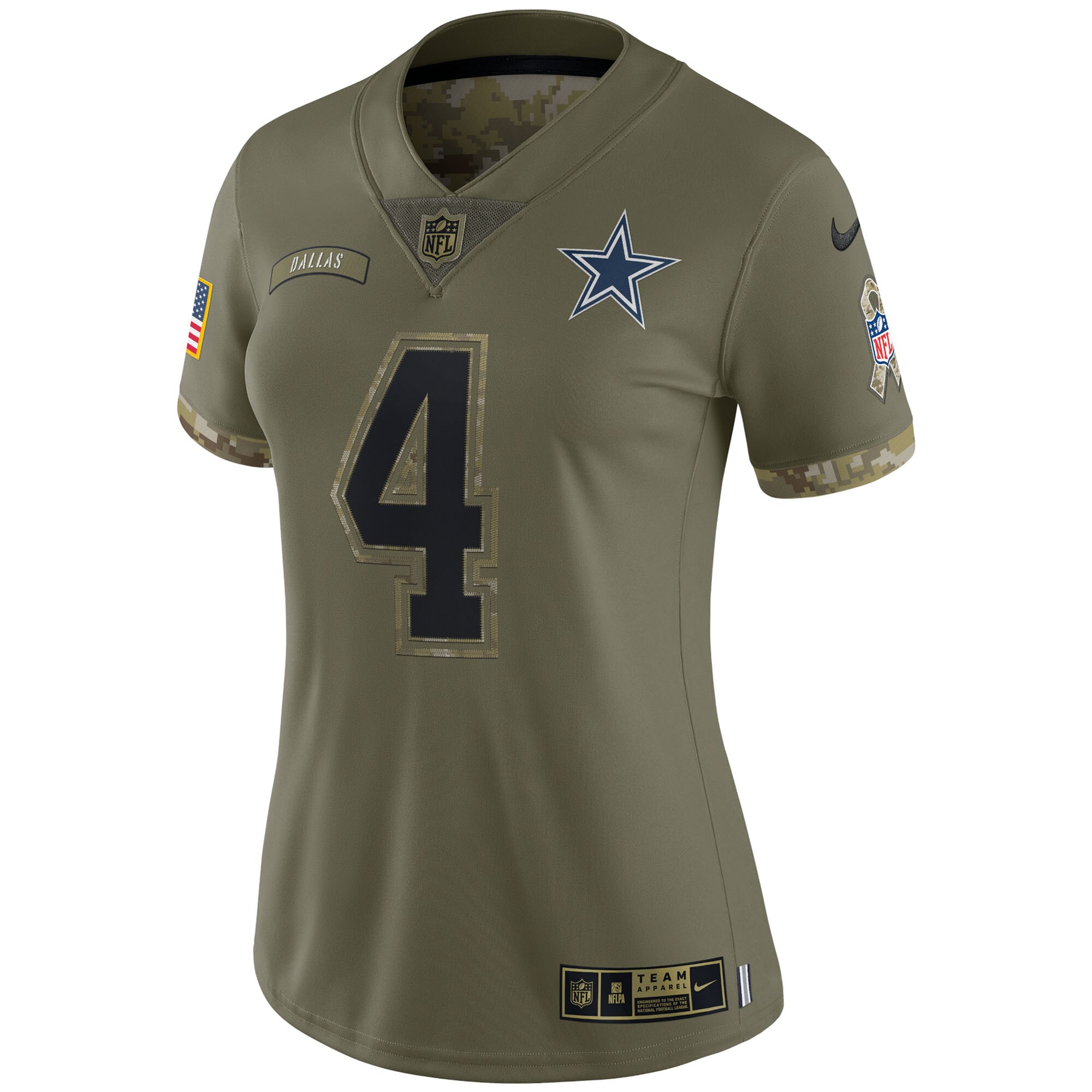 Dak Prescott Dallas Cowboys Women's 2022 Salute To Service Limited Jersey - Olive