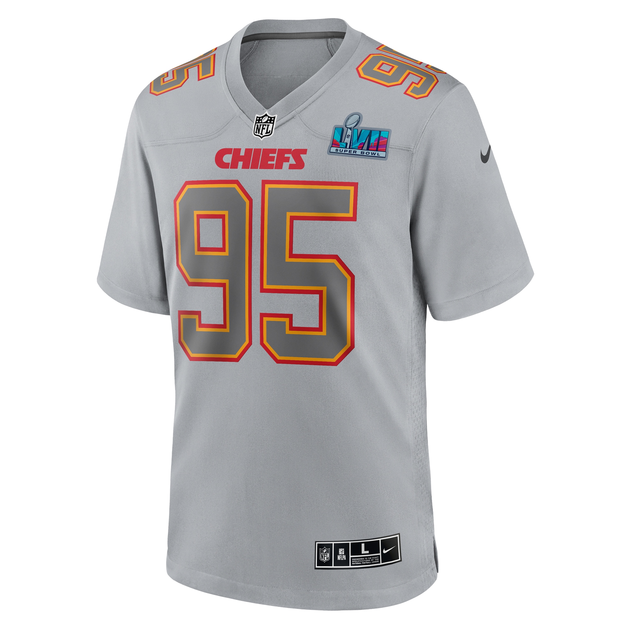 Chris Jones Kansas City ChiefsSuper Bowl LVII Patch Atmosphere Fashion Game Jersey - Gray