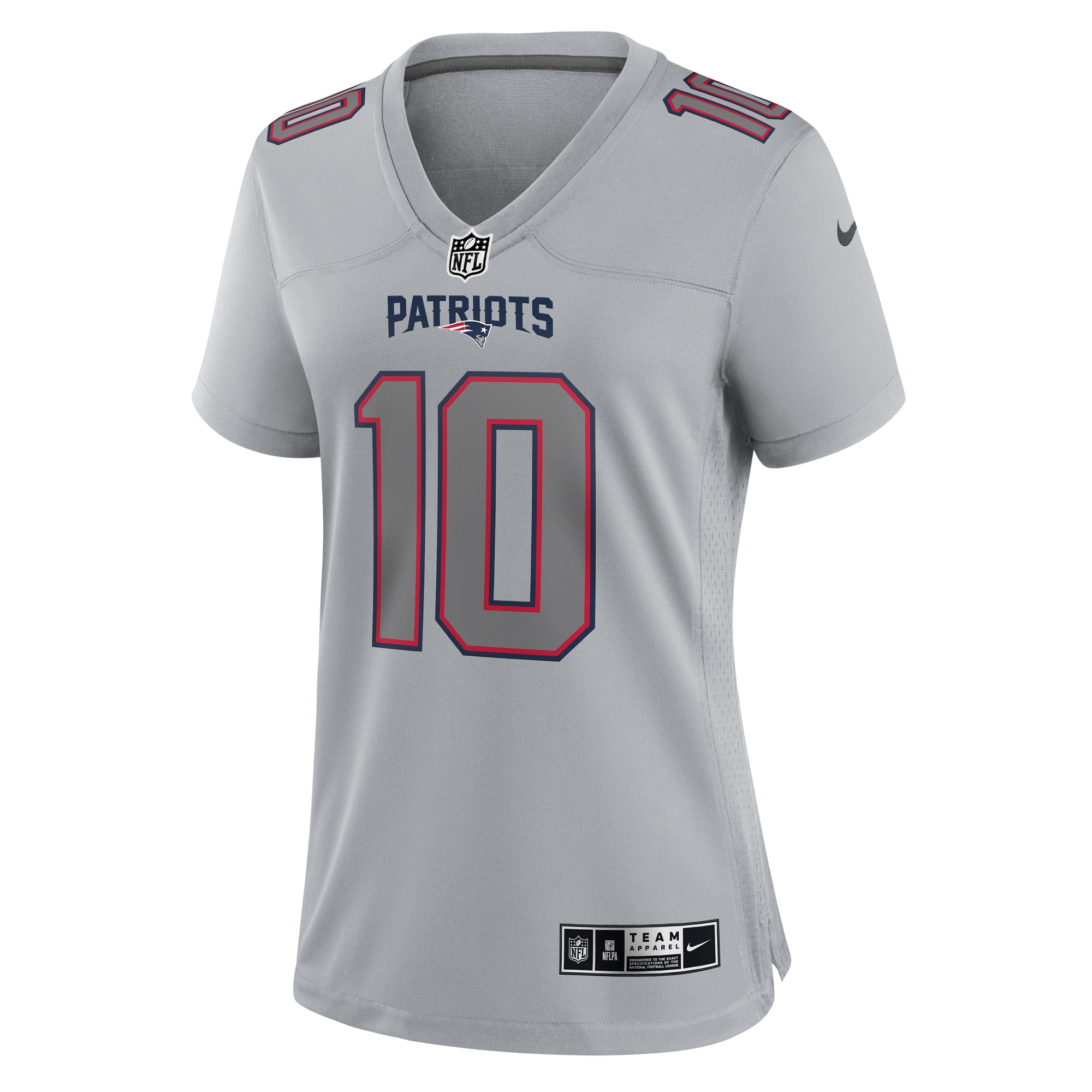 Mac Jones New England Patriots Women's Atmosphere Fashion Game Jersey - Gray