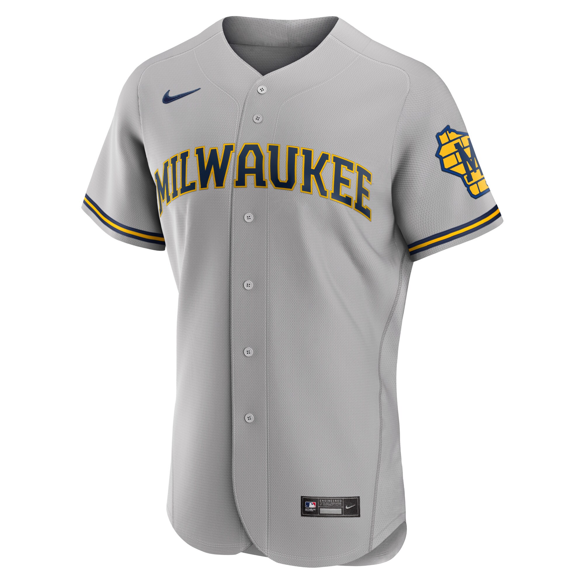 Christian Yelich Milwaukee BrewersRoad Authentic Player Logo Jersey - Gray
