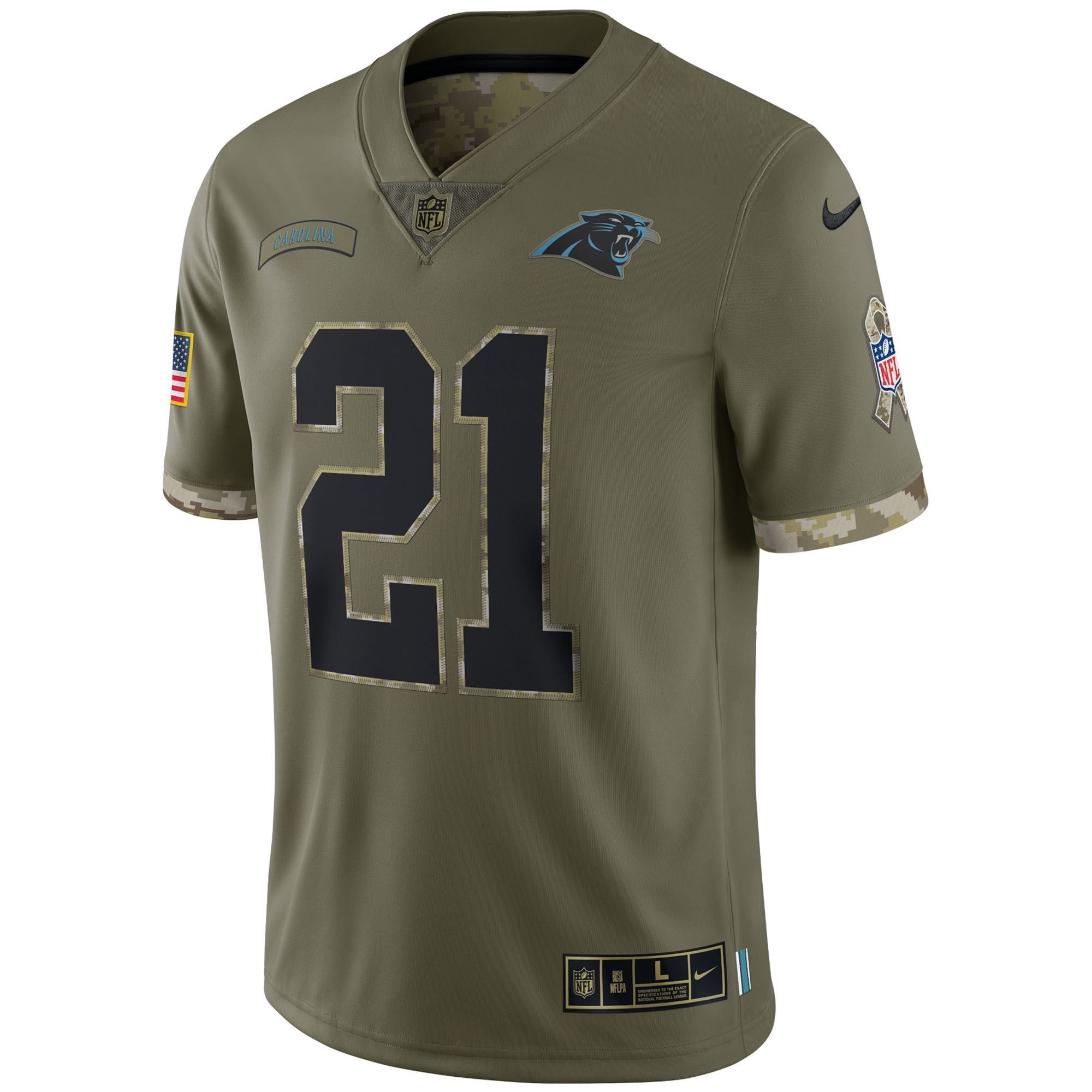 Jeremy Chinn Carolina Panthers2022 Salute To Service Limited Jersey - Olive