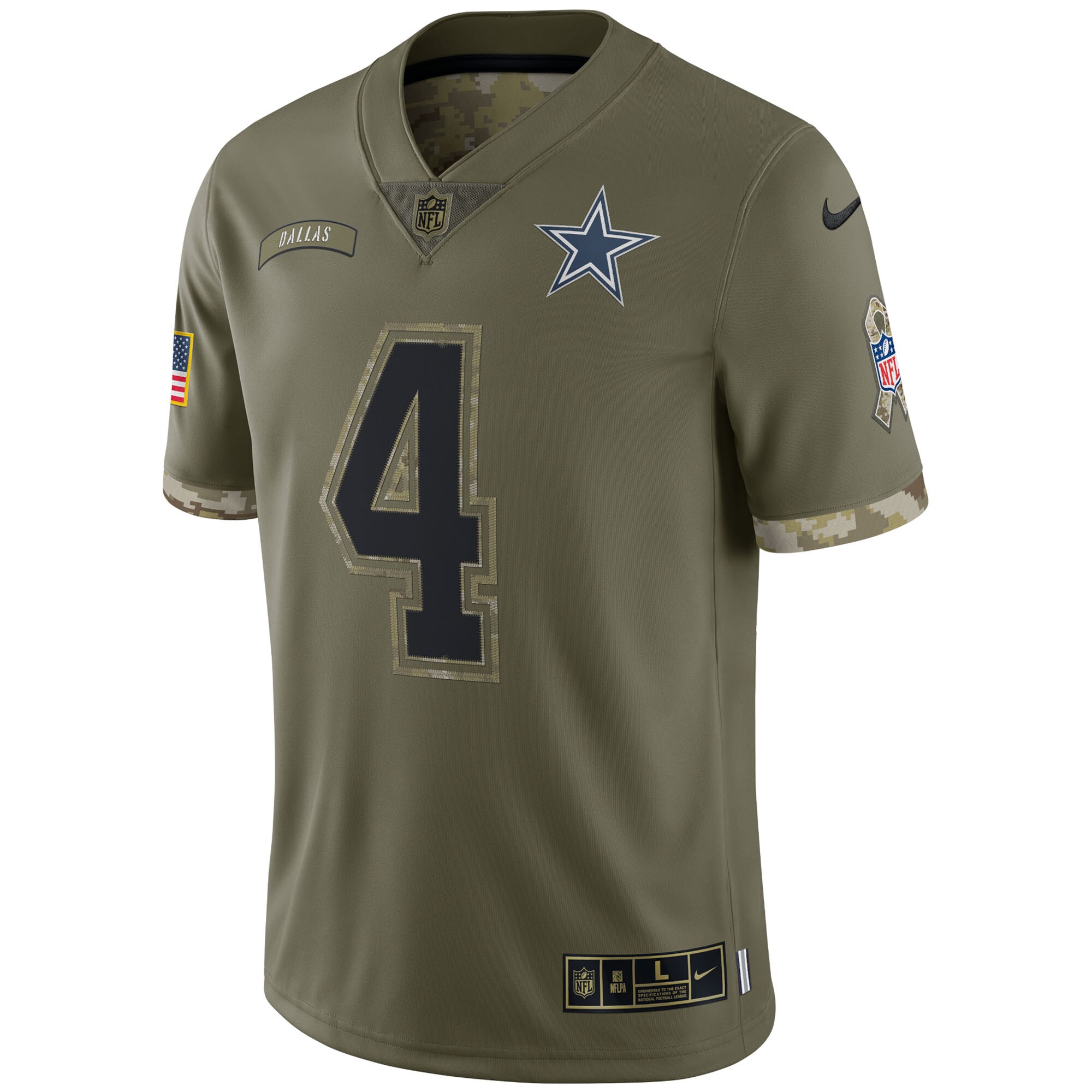 Dak Prescott Dallas Cowboys2022 Salute To Service Limited Jersey - Olive
