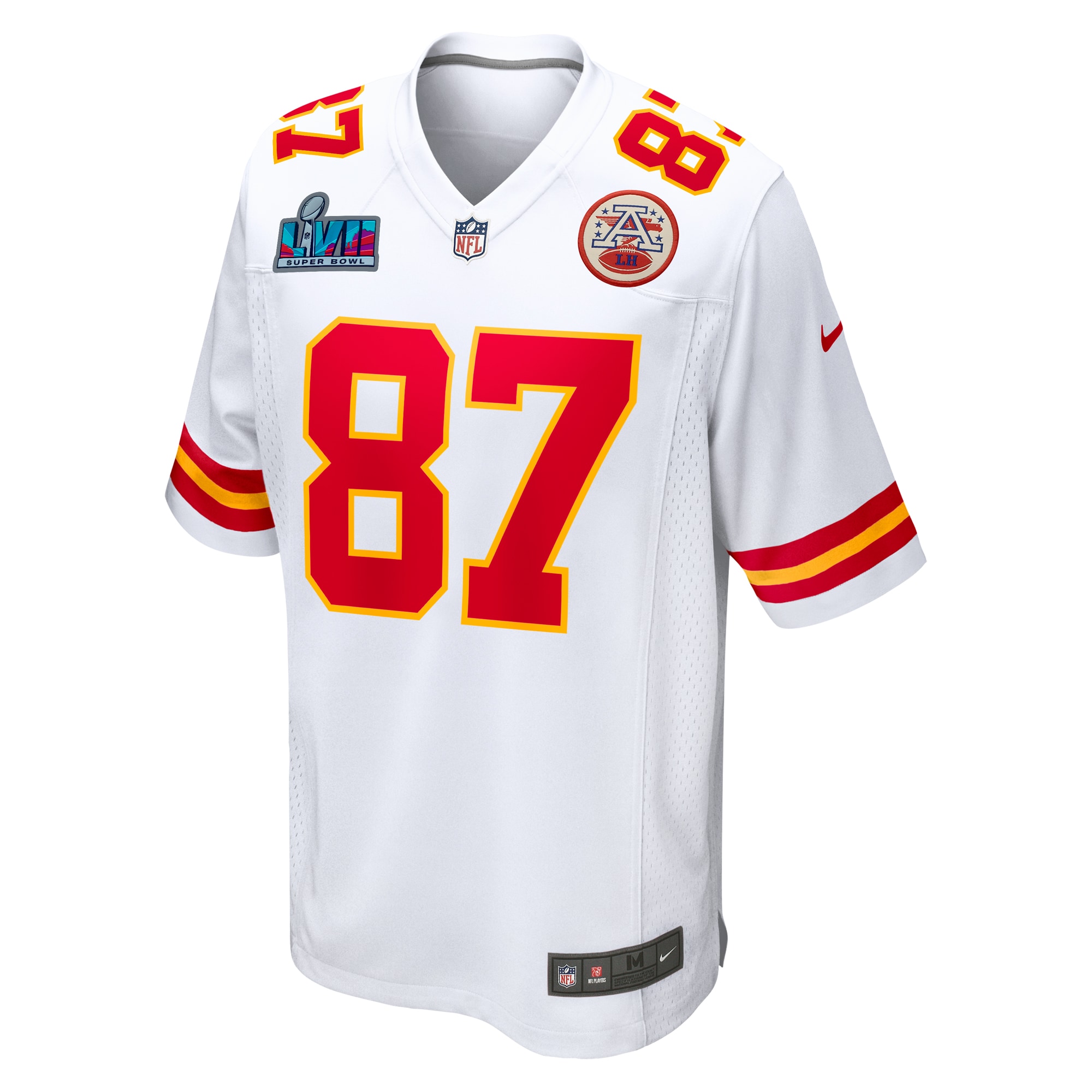 Travis Kelce Kansas City ChiefsSuper Bowl LVII Patch Away Game Jersey - White