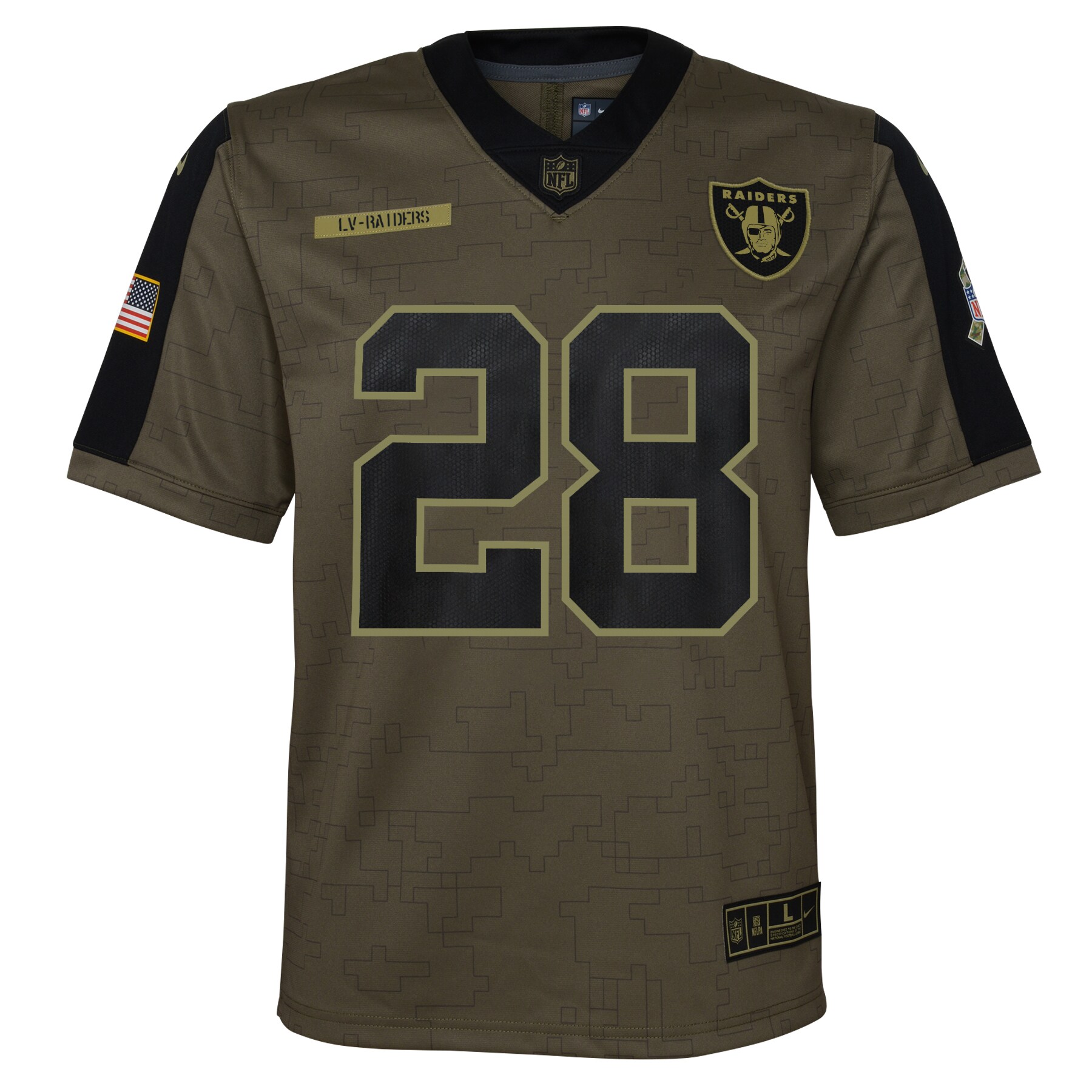 Josh Jacobs Las Vegas RaidersYouth 2021 Salute To Service Game Jersey - Olive