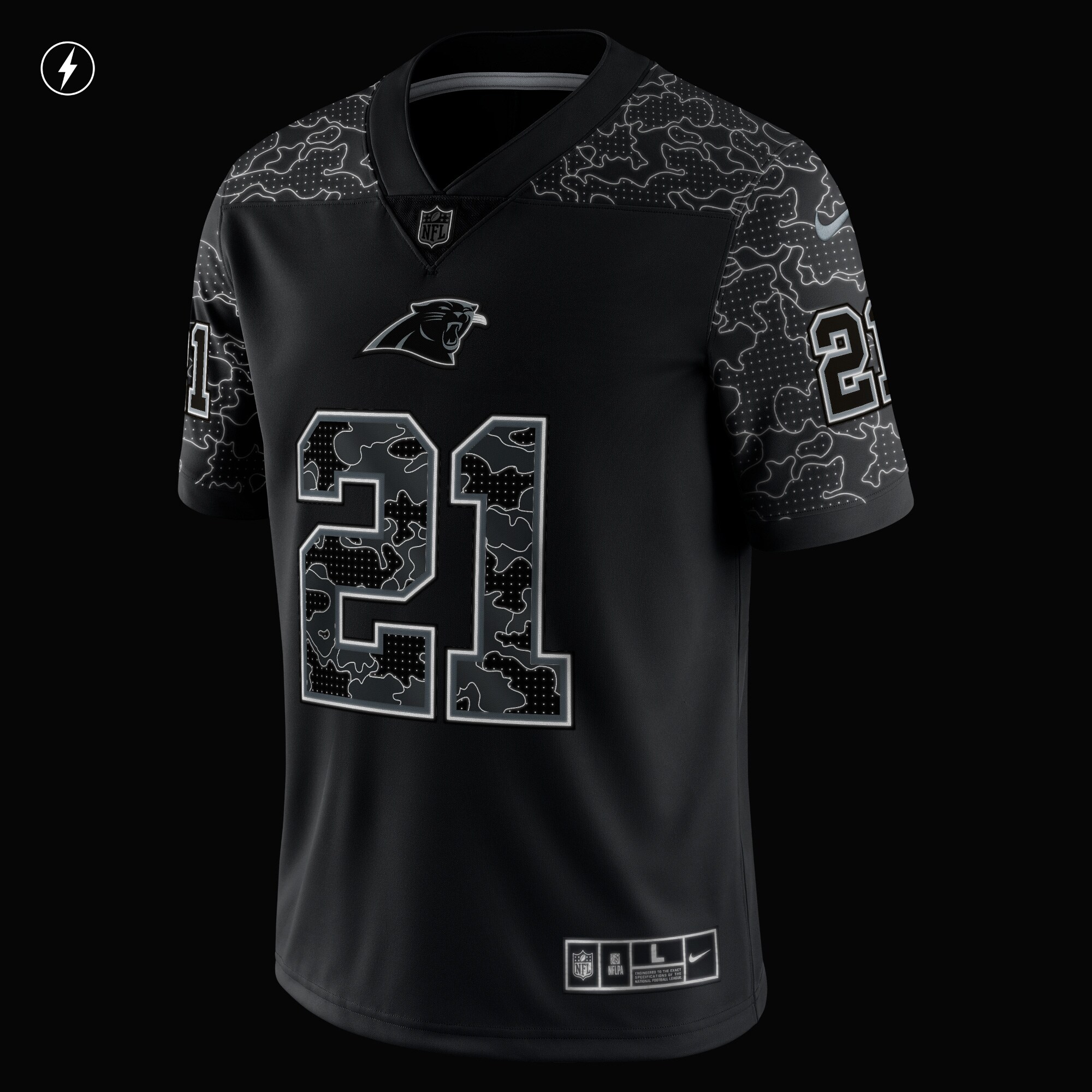 Jeremy Chinn Carolina PanthersRFLCTV Limited Jersey - Black