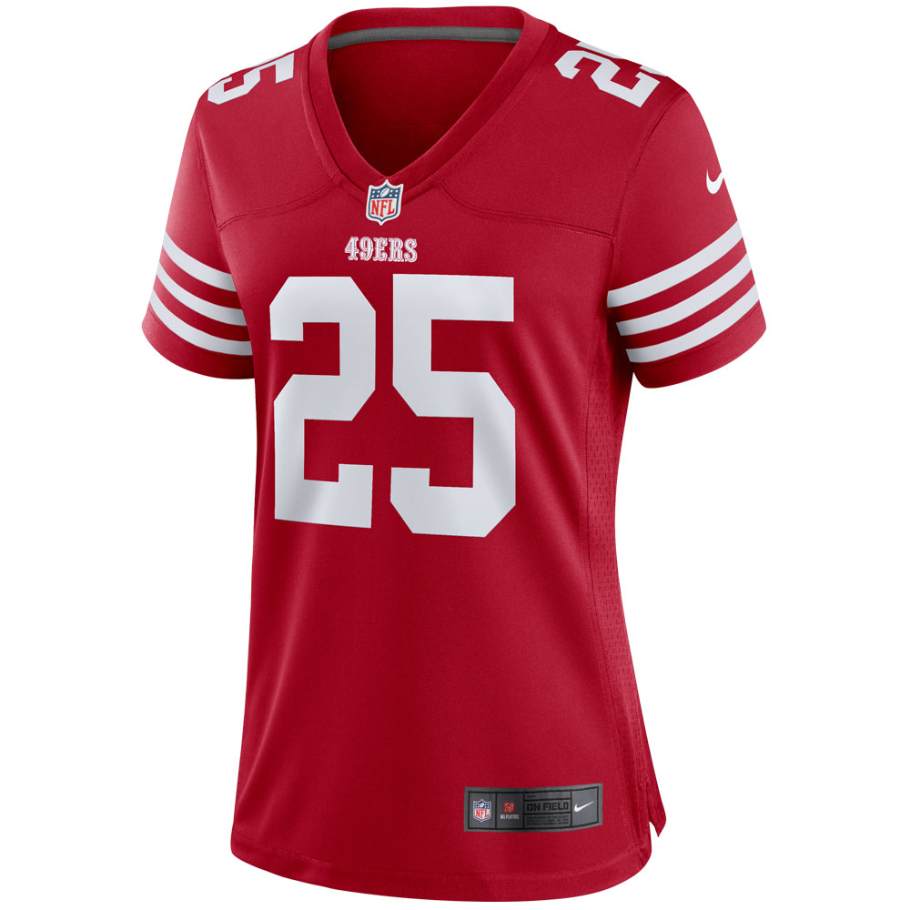 Elijah Mitchell San Francisco 49ers Women's Team Player Game Jersey - Scarlet