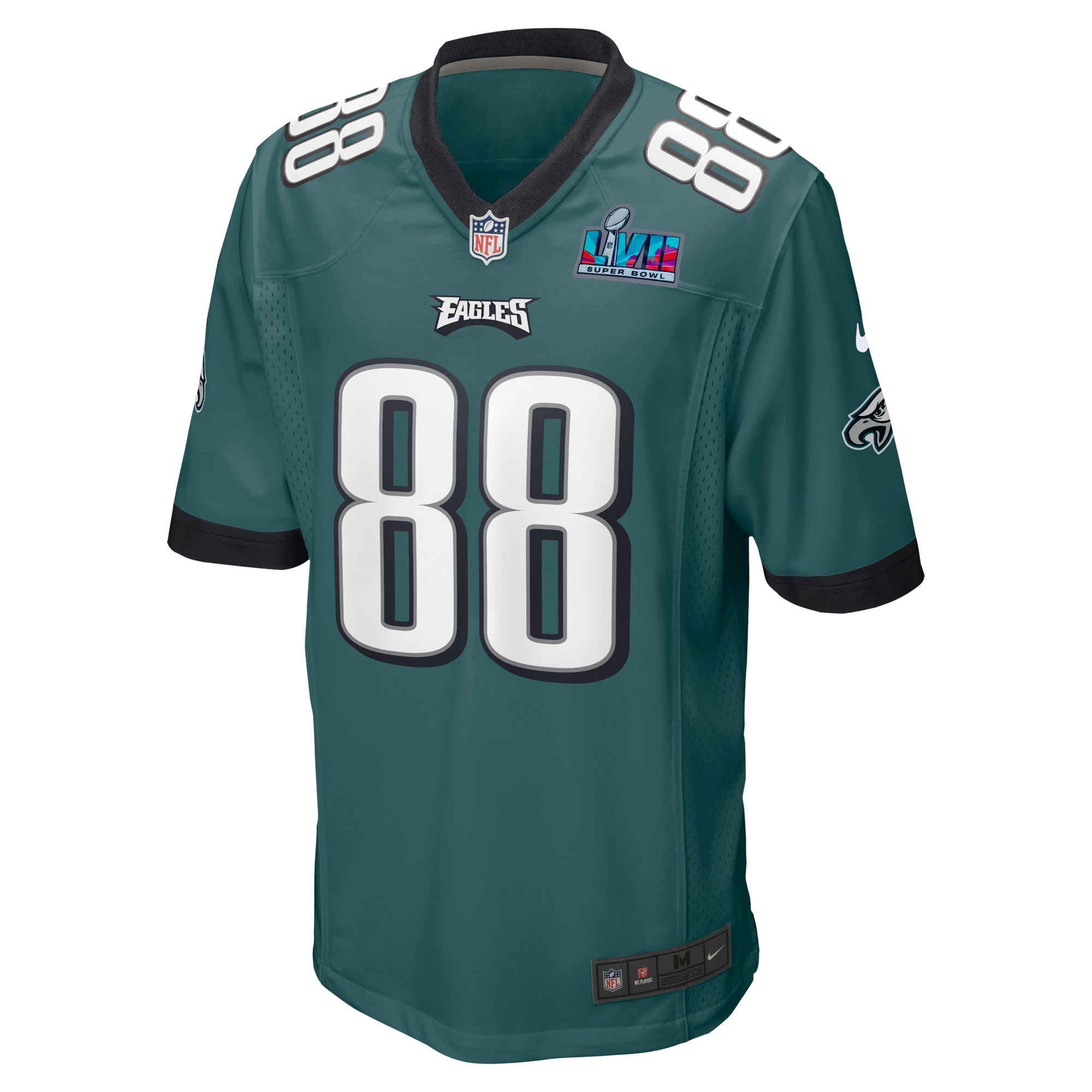 Dallas Goedert Philadelphia EaglesSuper Bowl LVII Patch Game Jersey - Midnight Green