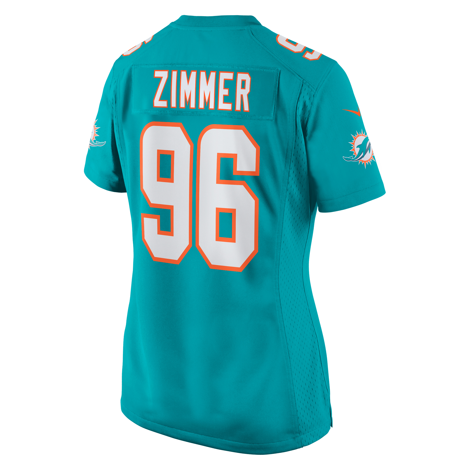 Justin Zimmer Miami Dolphins Women's Home Game Player Jersey - Aqua