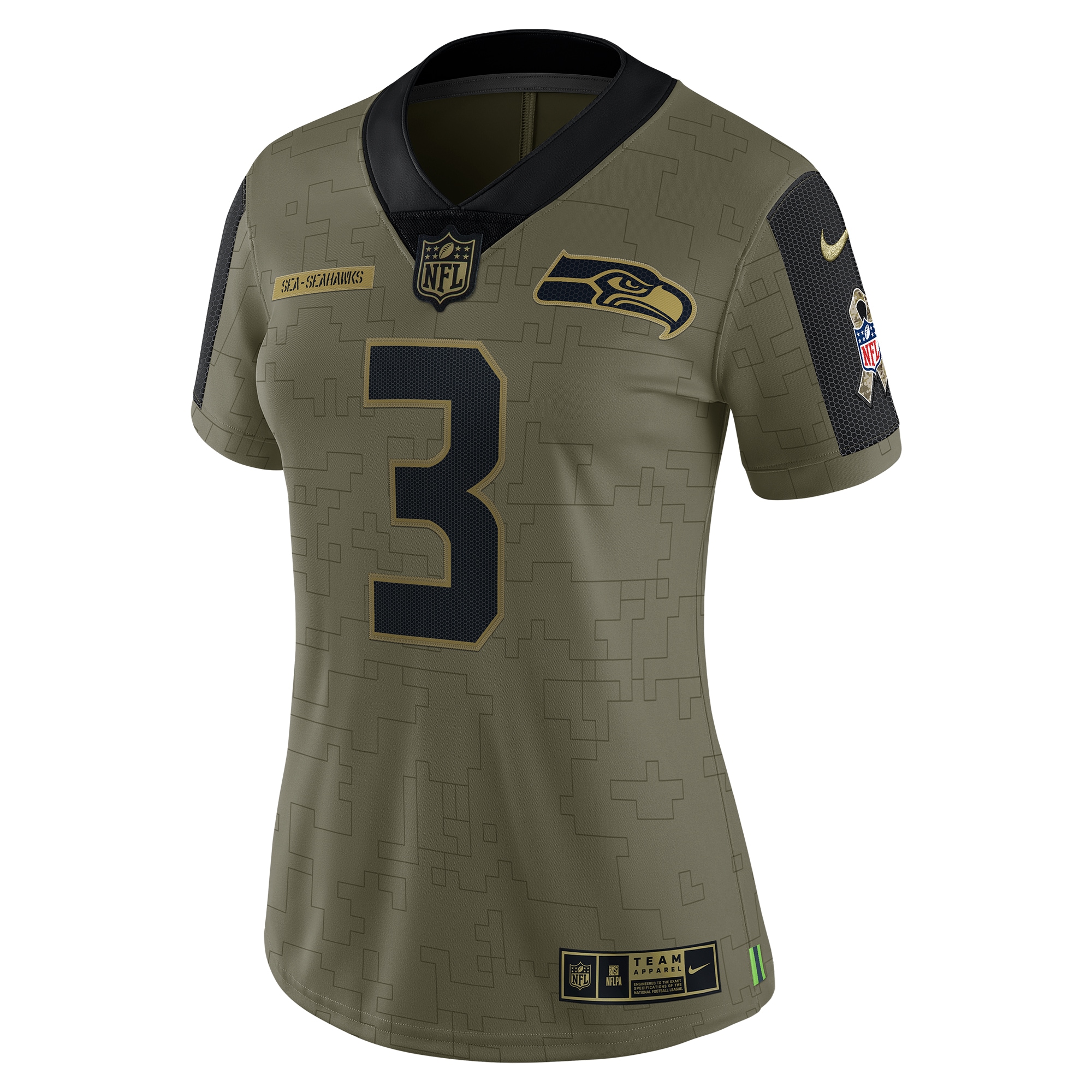 Russell Wilson Seattle Seahawks Women's 2021 Salute To Service Limited Player Jersey - Olive