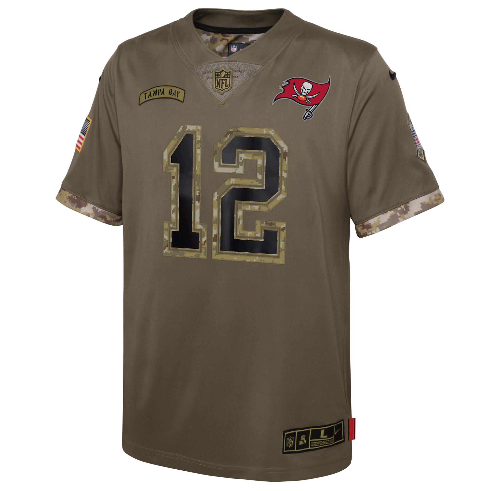 Tom Brady Tampa Bay BuccaneersYouth 2022 Salute To Service Player Limited Jersey - Olive
