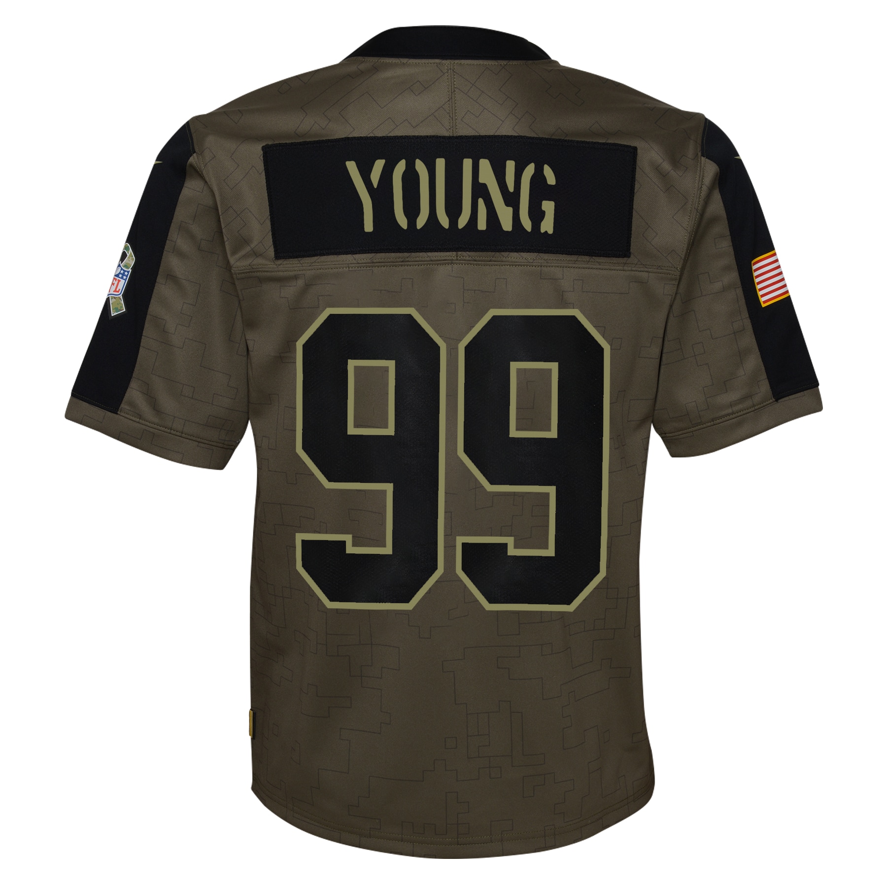 Chase Young Washington Football TeamYouth 2021 Salute To Service Game Jersey - Olive