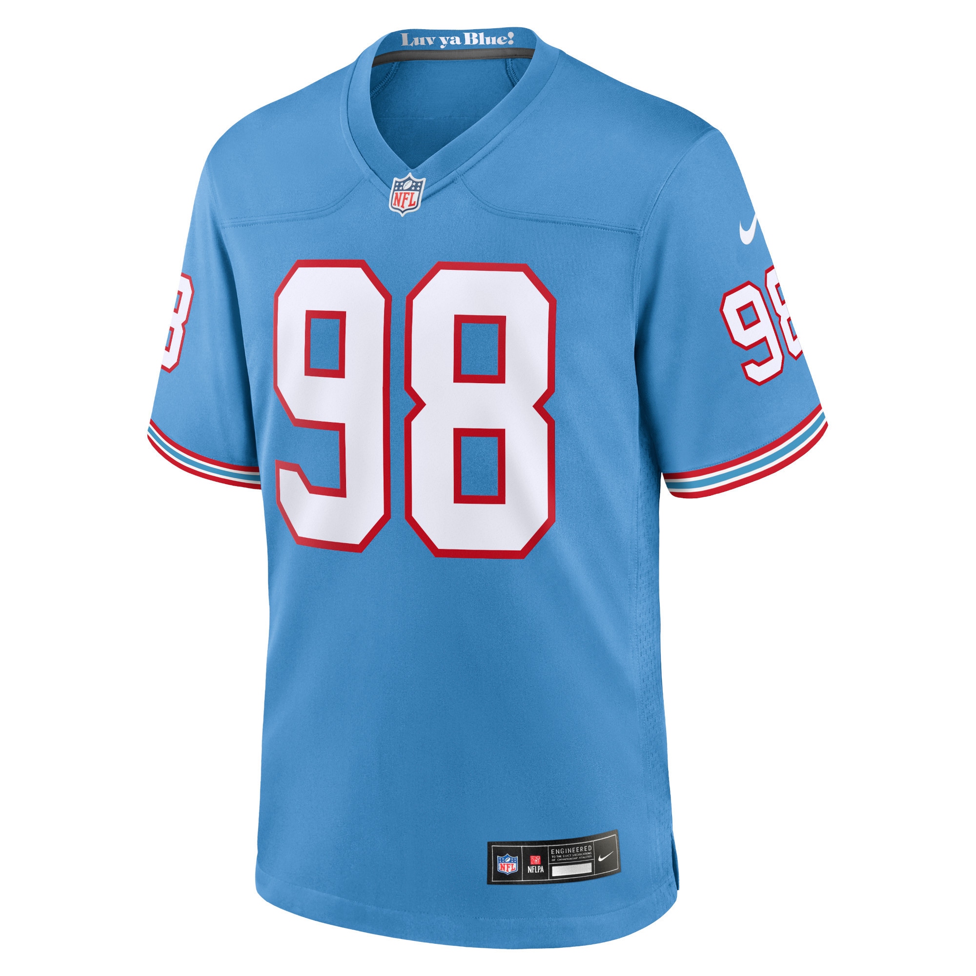 Jeffery Simmons Tennessee TitansOilers Throwback Alternate Game Player Jersey - Light Blue