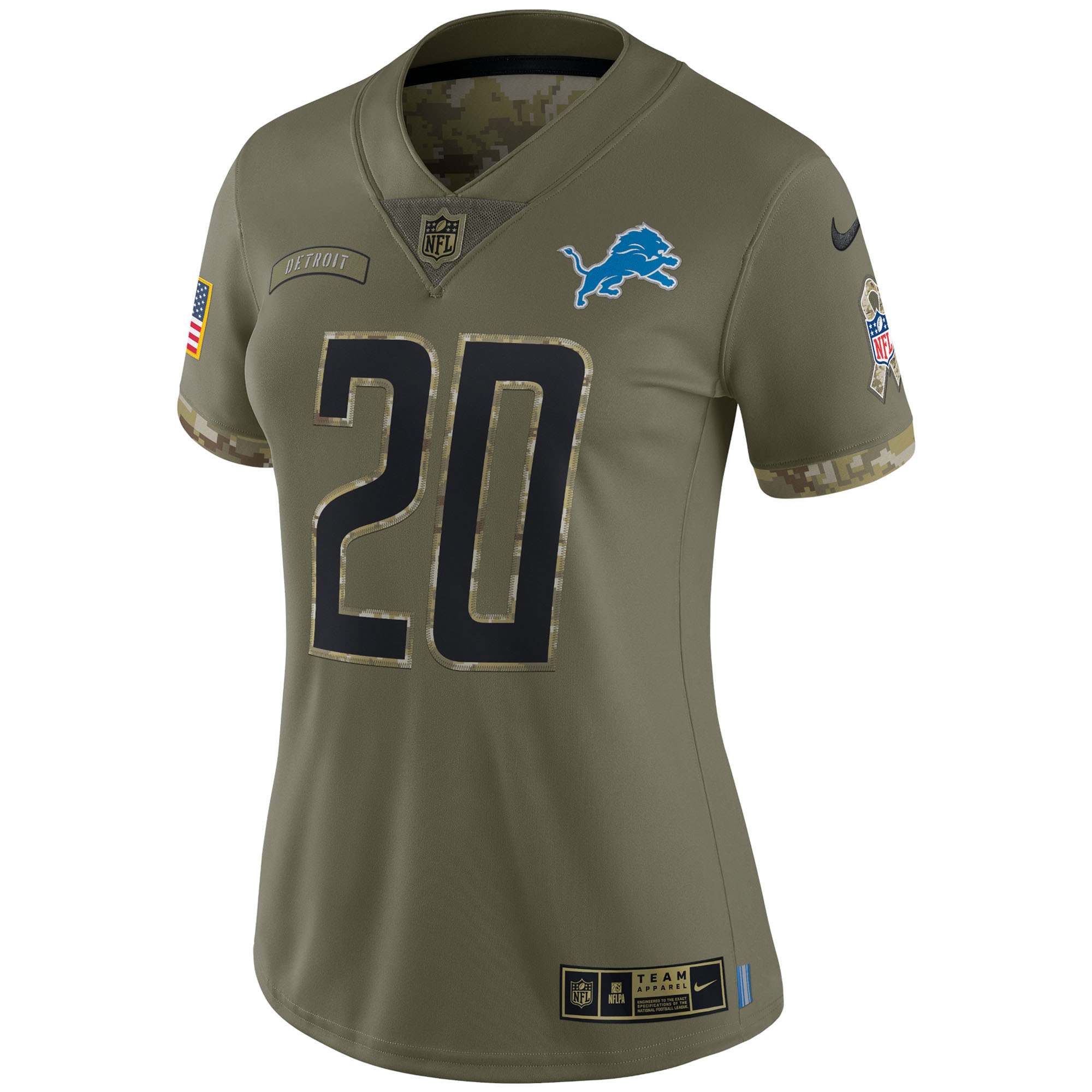 Barry Sanders Detroit Lions Women's 2022 Salute To Service Retired Player Limited Jersey - Olive