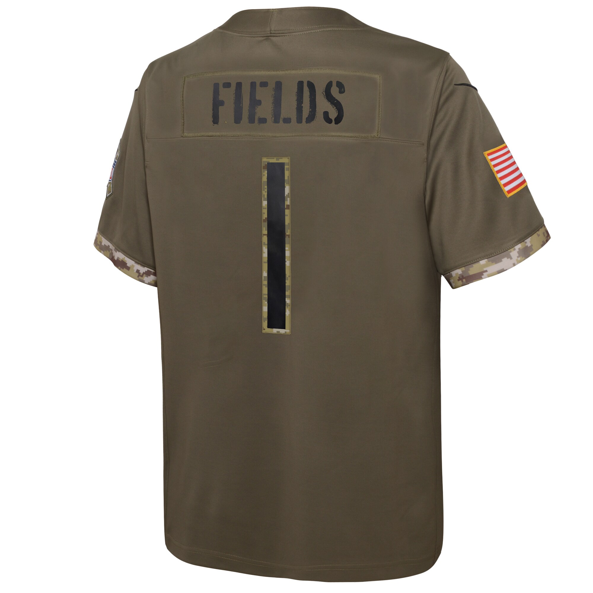 Justin Fields Chicago BearsYouth 2022 Salute To Service Player Limited Jersey - Olive