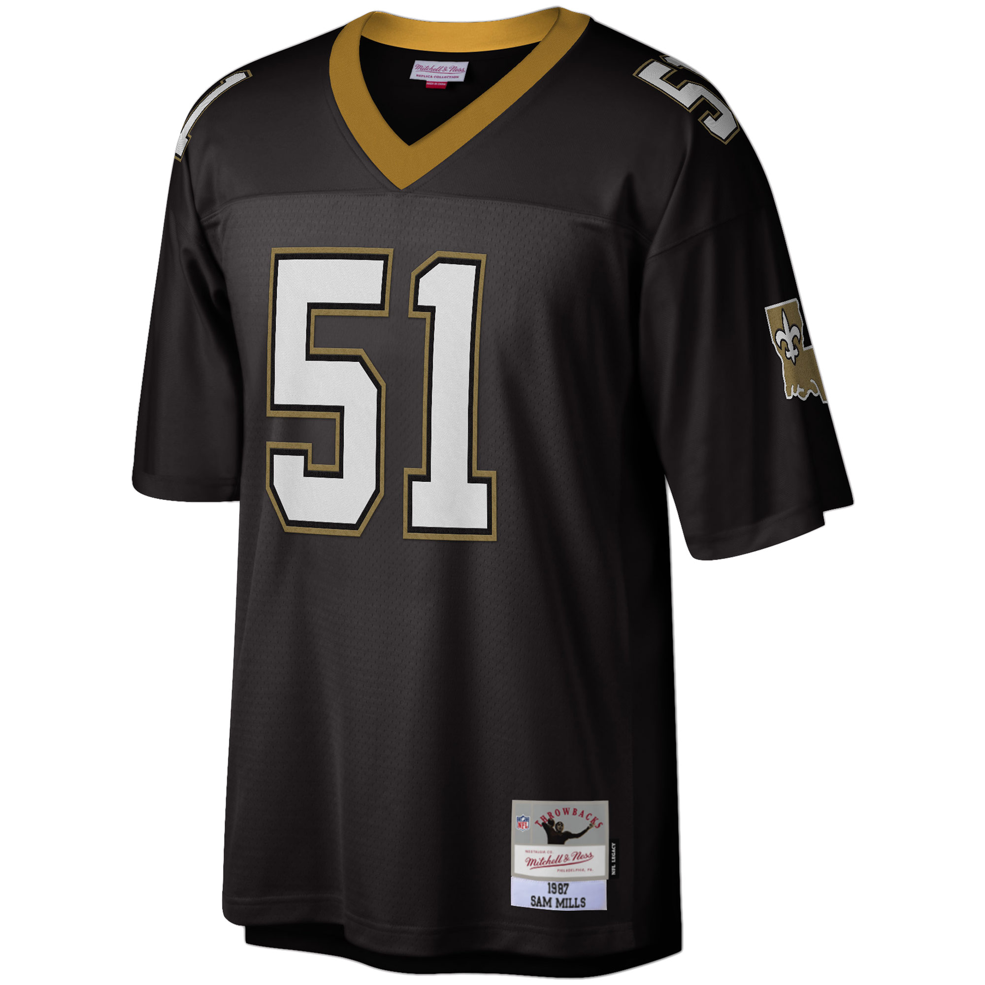 Sam Mills New Orleans Saints Mitchell & Ness 1987 Legacy Replica Jersey - Black