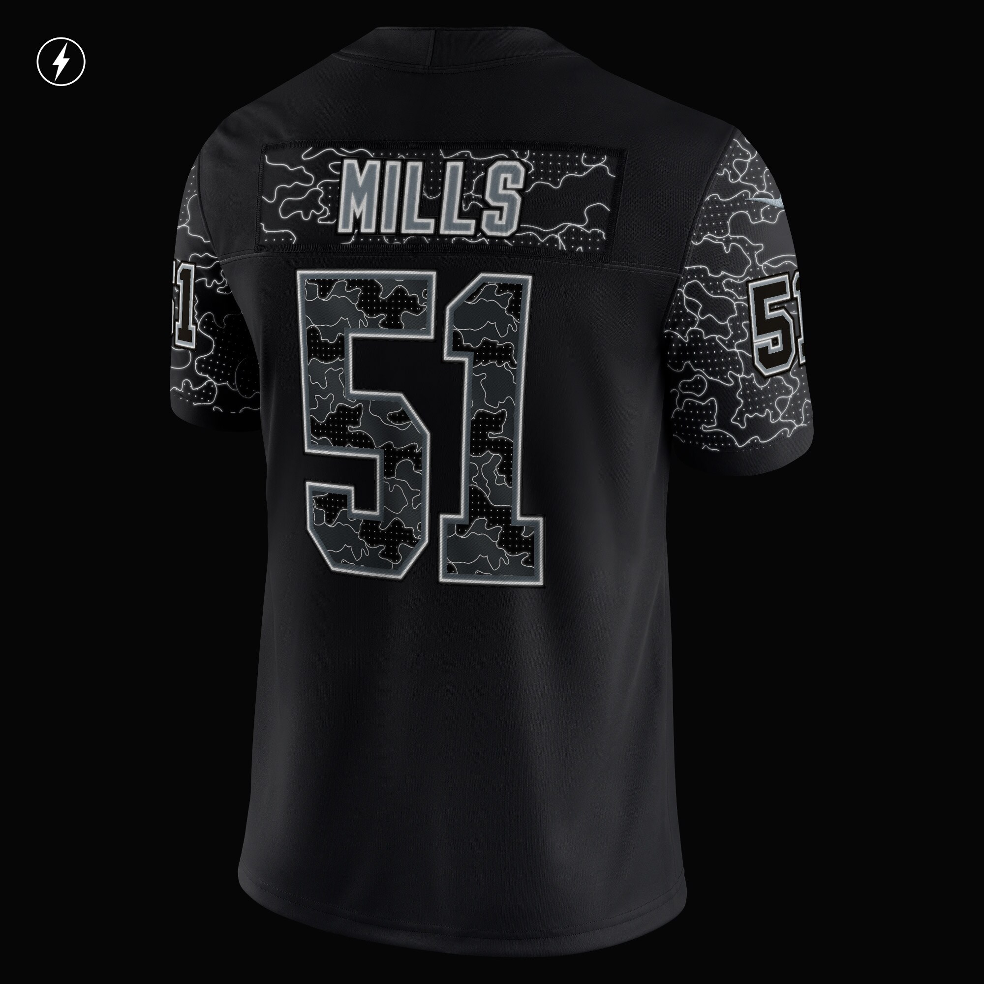 Sam Mills Carolina PanthersRetired Player RFLCTV Limited Jersey - Black