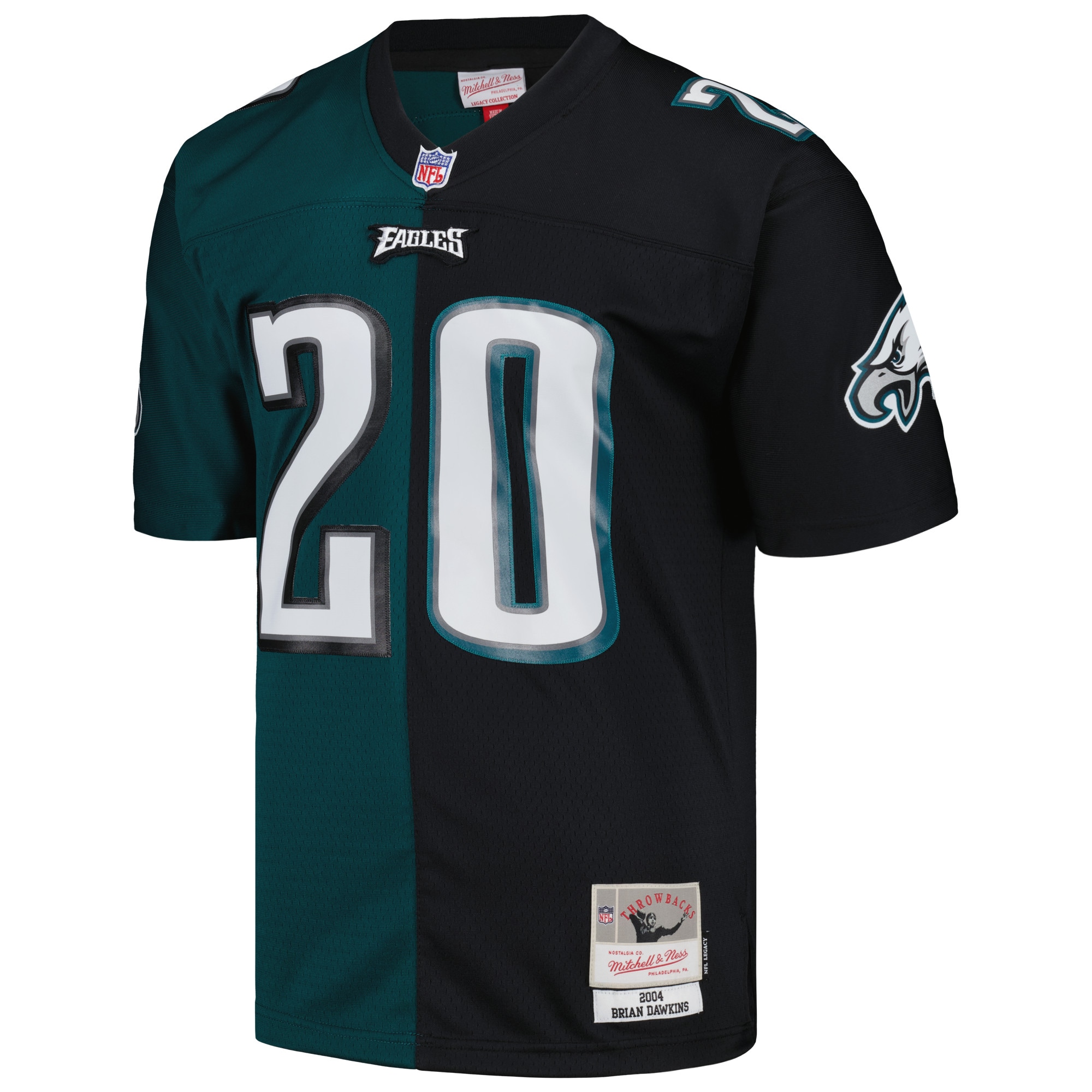 Brian Dawkins Philadelphia Eagles Mitchell & Ness 2004 Split Legacy Replica Jersey - Midnight Green/Black
