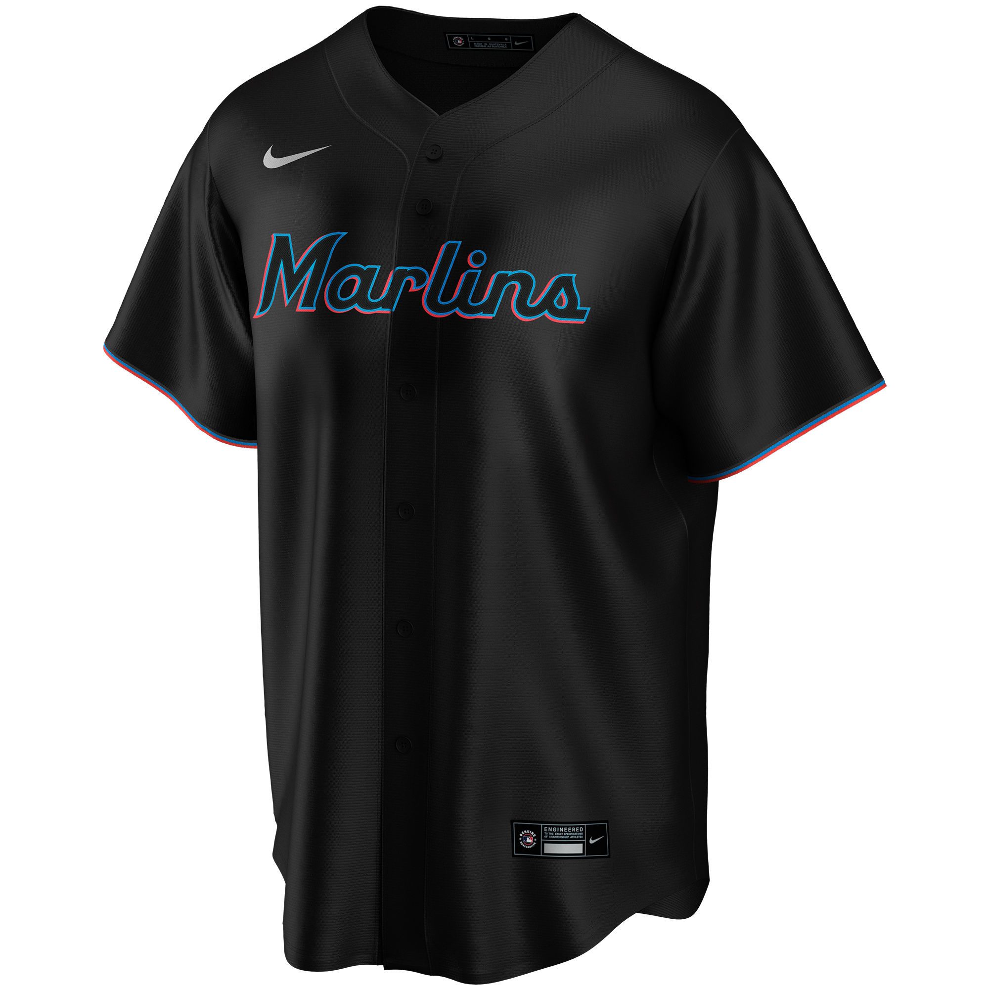 Miami MarlinsAlternate Replica Custom Jersey - Black
