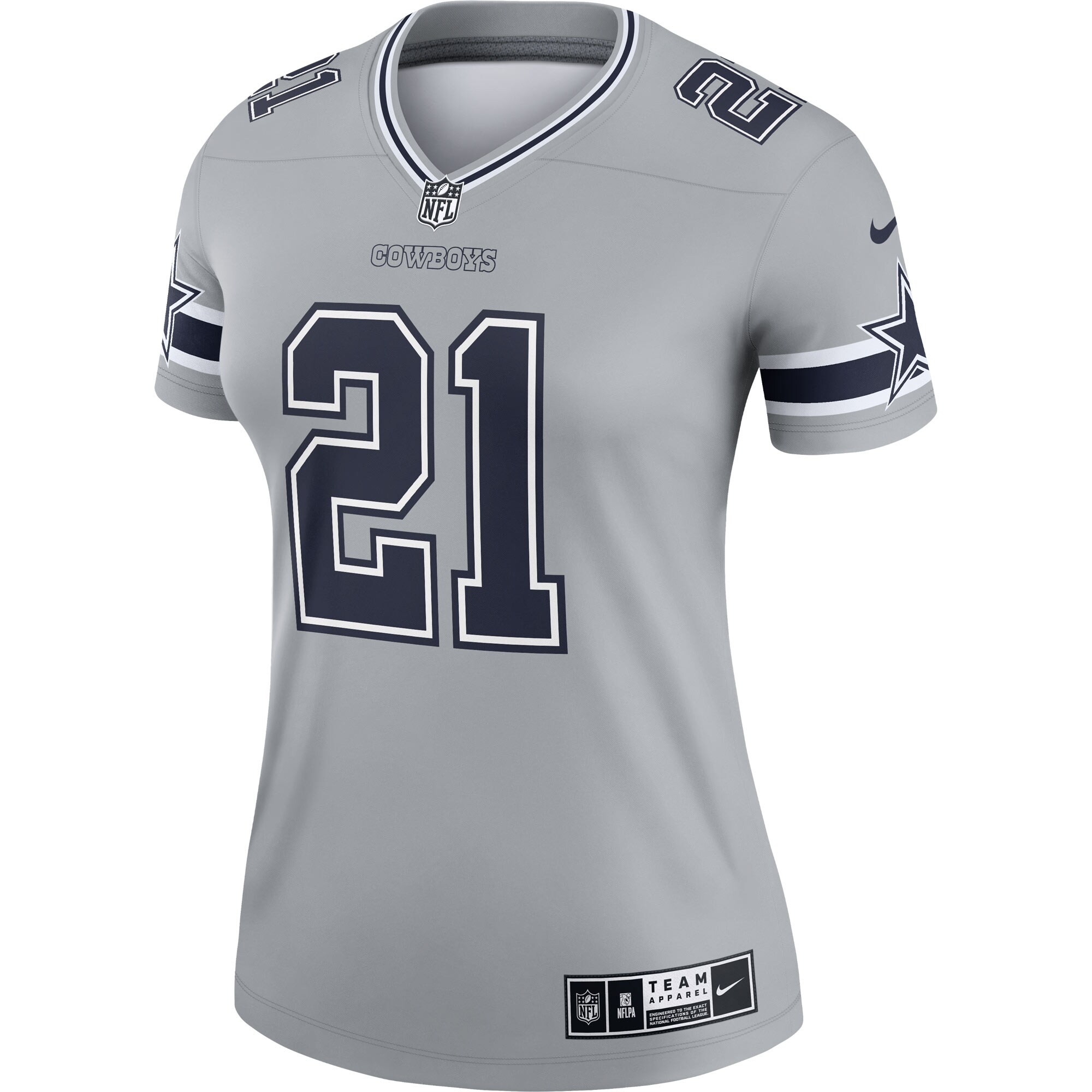 Ezekiel Elliott Dallas Cowboys Women's Inverted Legend Jersey - Gray