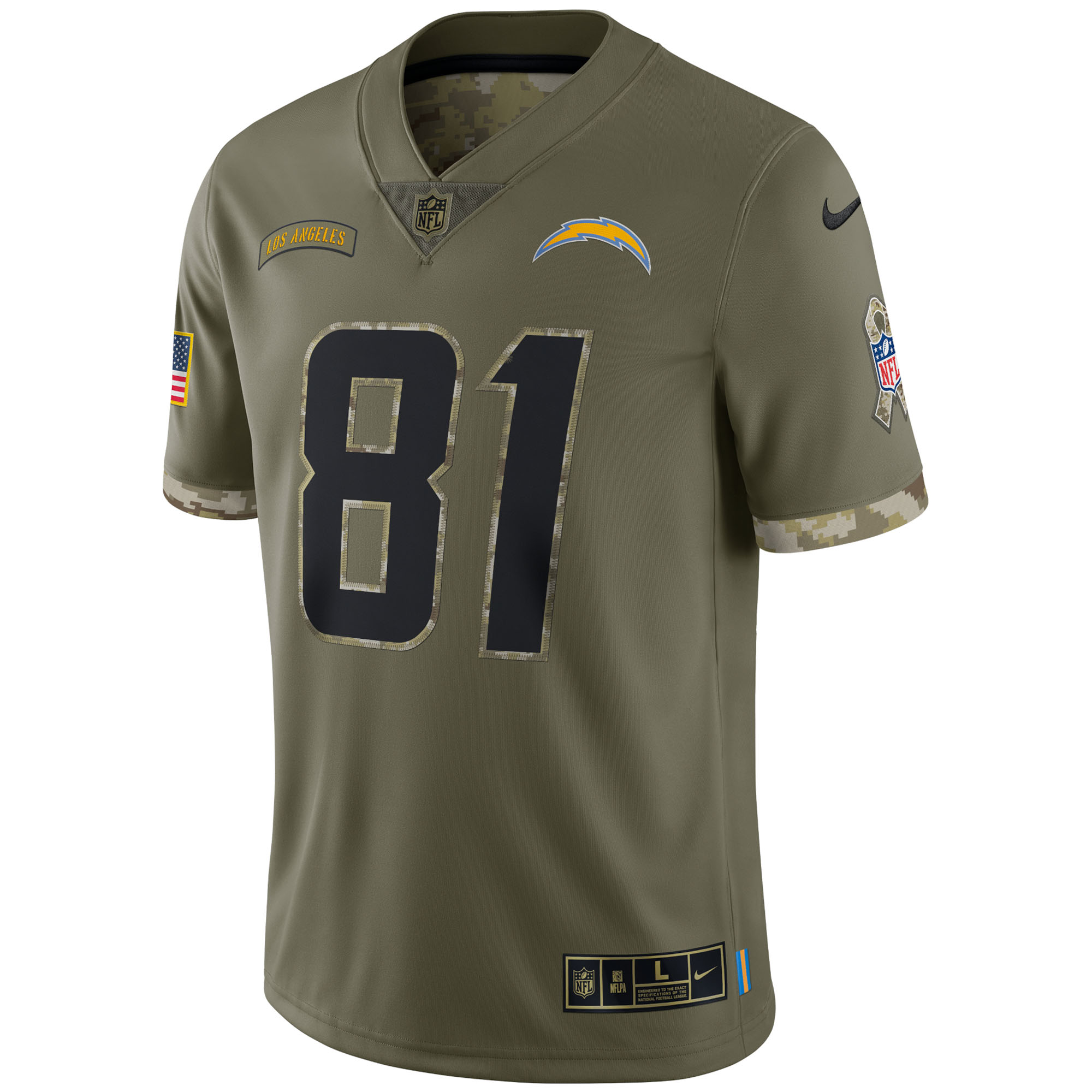Mike Williams Los Angeles Chargers2022 Salute To Service Limited Jersey - Olive