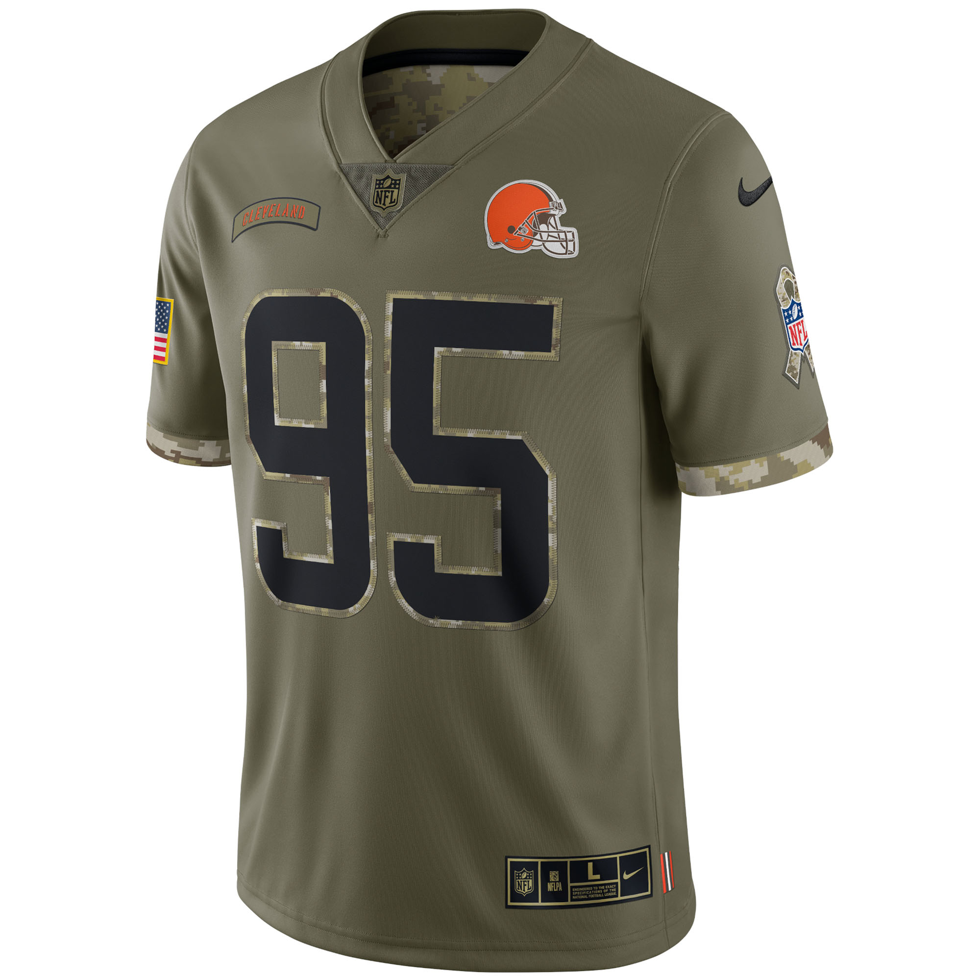 Myles Garrett Cleveland Browns2022 Salute To Service Limited Jersey - Olive