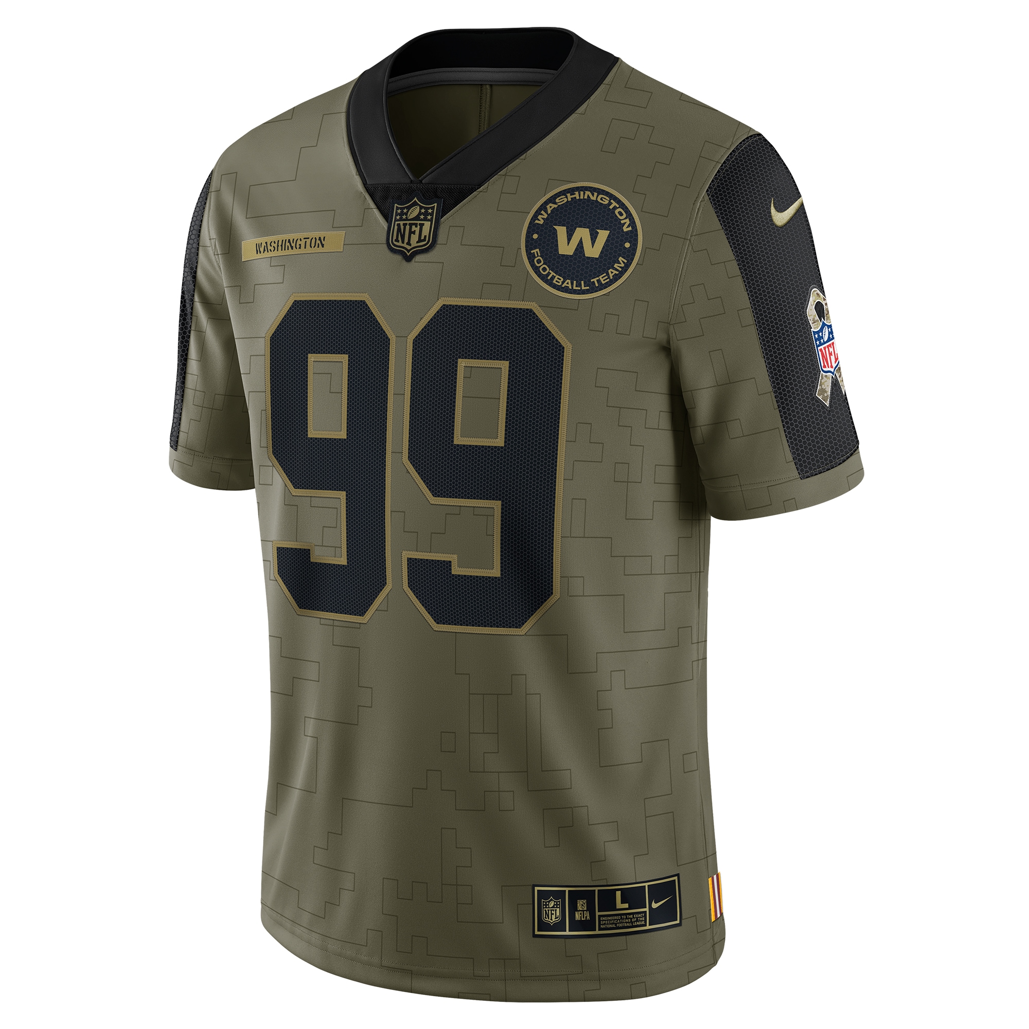 Chase Young Washington Football Team2021 Salute To Service Limited Player Jersey - Olive
