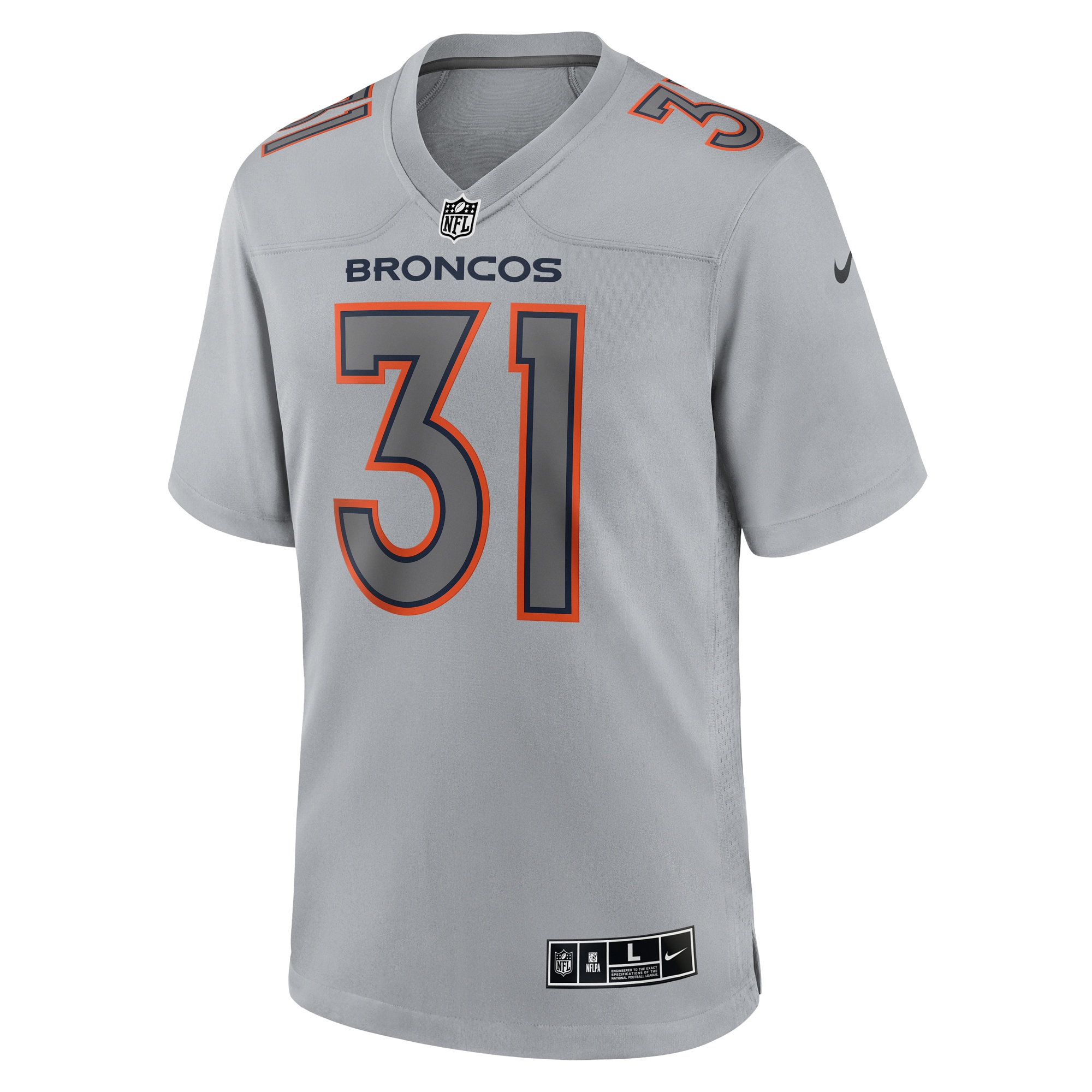 Justin Simmons Denver BroncosAtmosphere Fashion Game Jersey - Gray