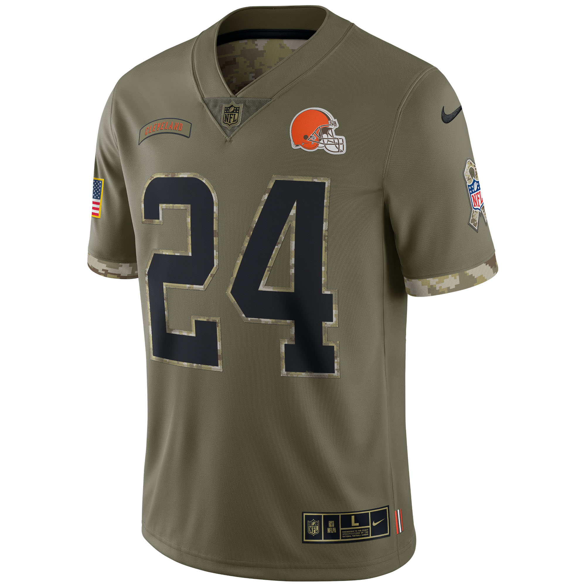 Nick Chubb Cleveland Browns2022 Salute To Service Limited Jersey - Olive