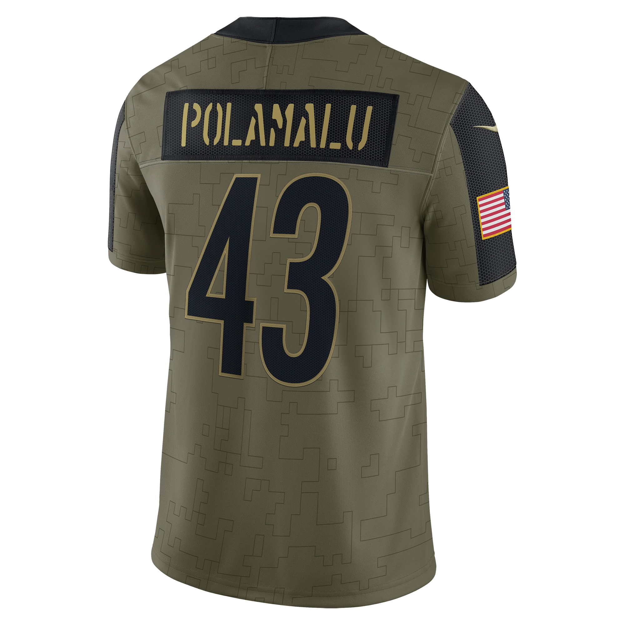 Troy Polamalu Pittsburgh Steelers2021 Salute To Service Retired Player Limited Jersey - Olive