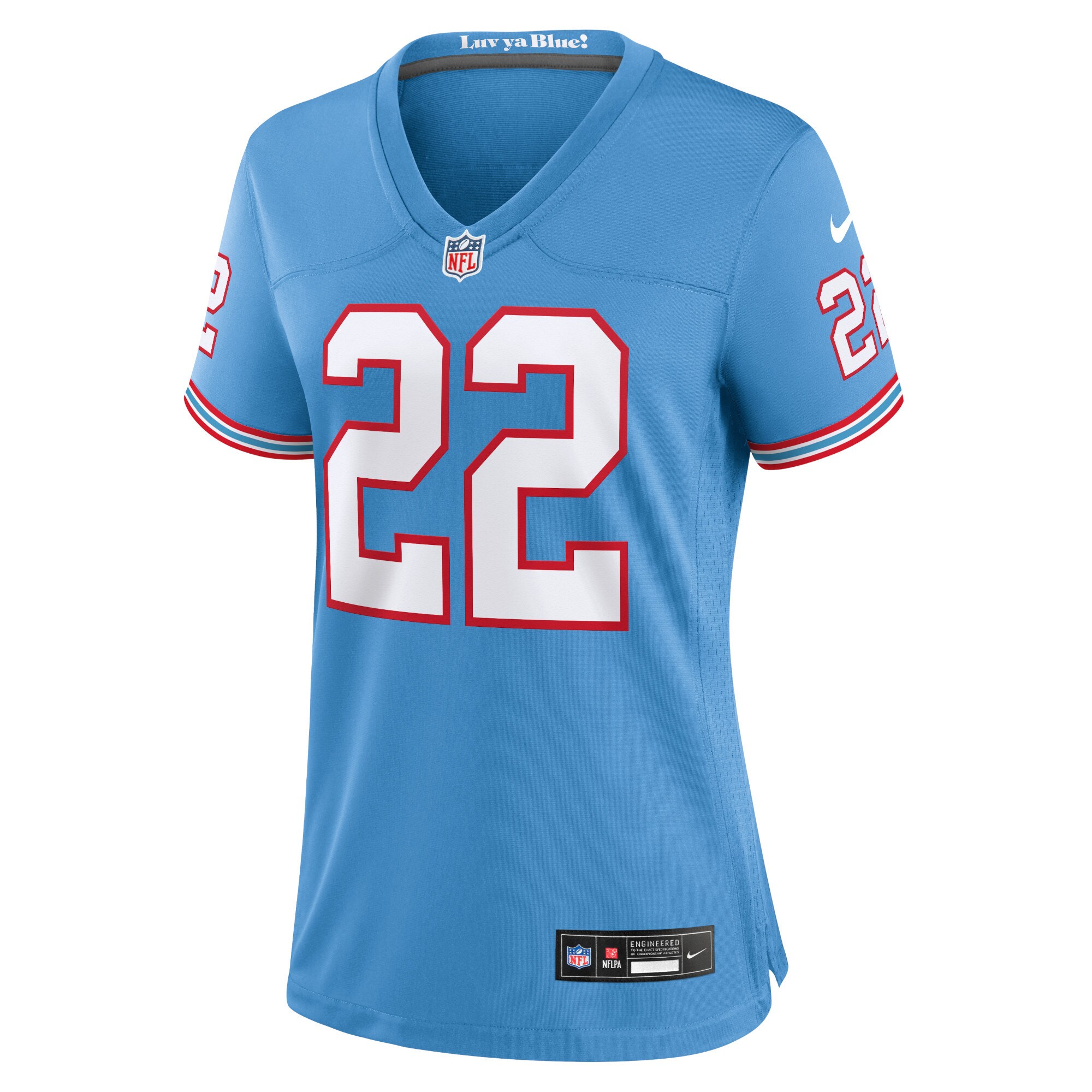 Derrick Henry Tennessee Titans Women's Oilers Throwback Alternate Game Player Jersey - Light Blue