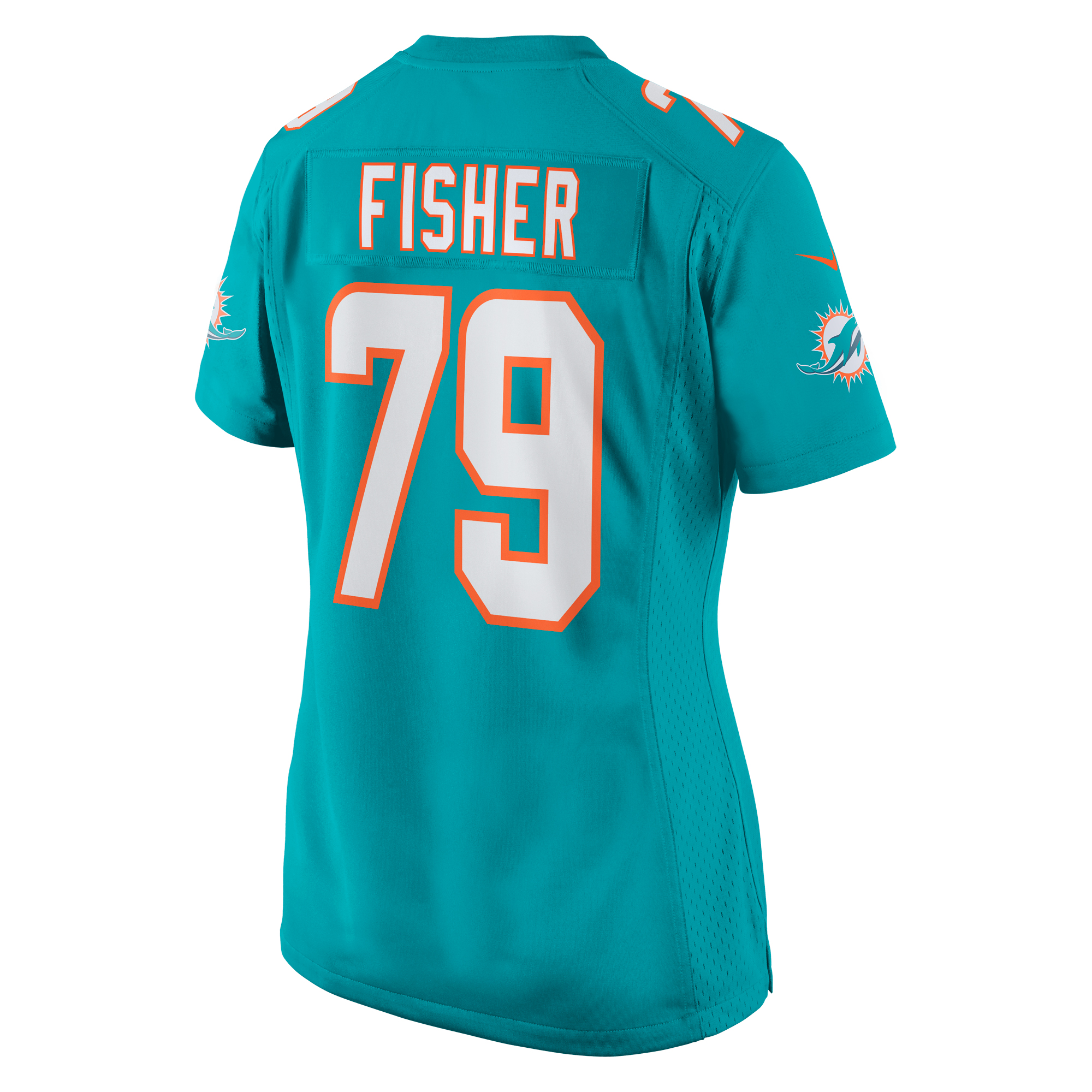 Eric Fisher Miami Dolphins Women's Home Game Player Jersey - Aqua