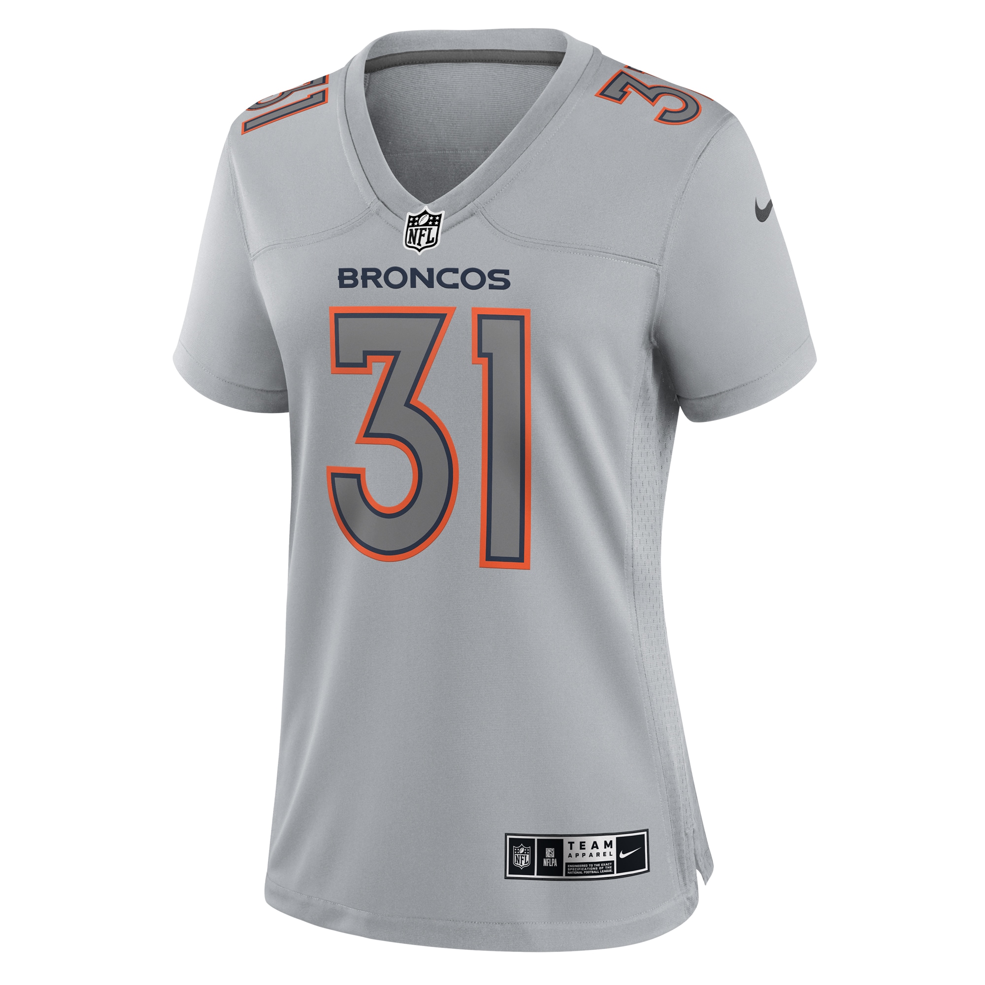 Justin Simmons Denver Broncos Women's Atmosphere Fashion Game Jersey - Gray